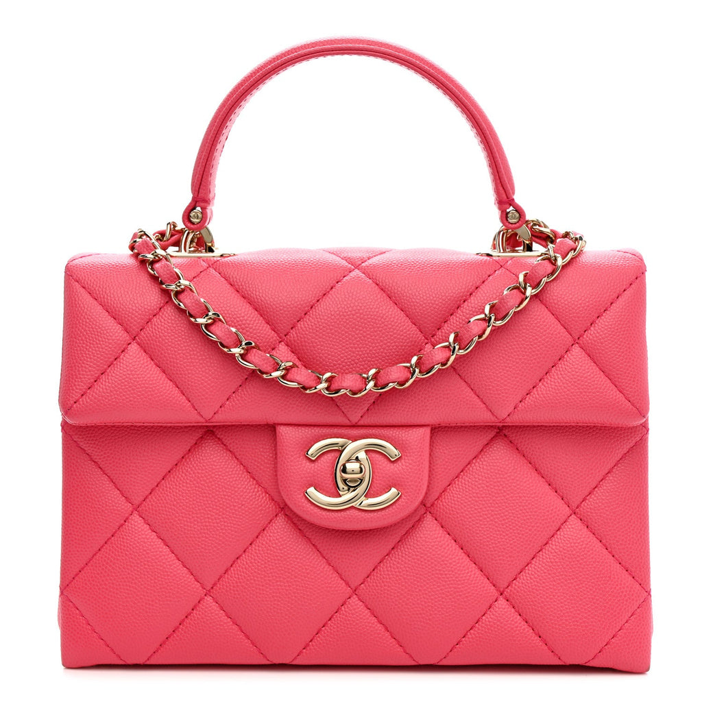 Chanel Caviar Quilted Mini Retro Twist Top Handle Flap Pink