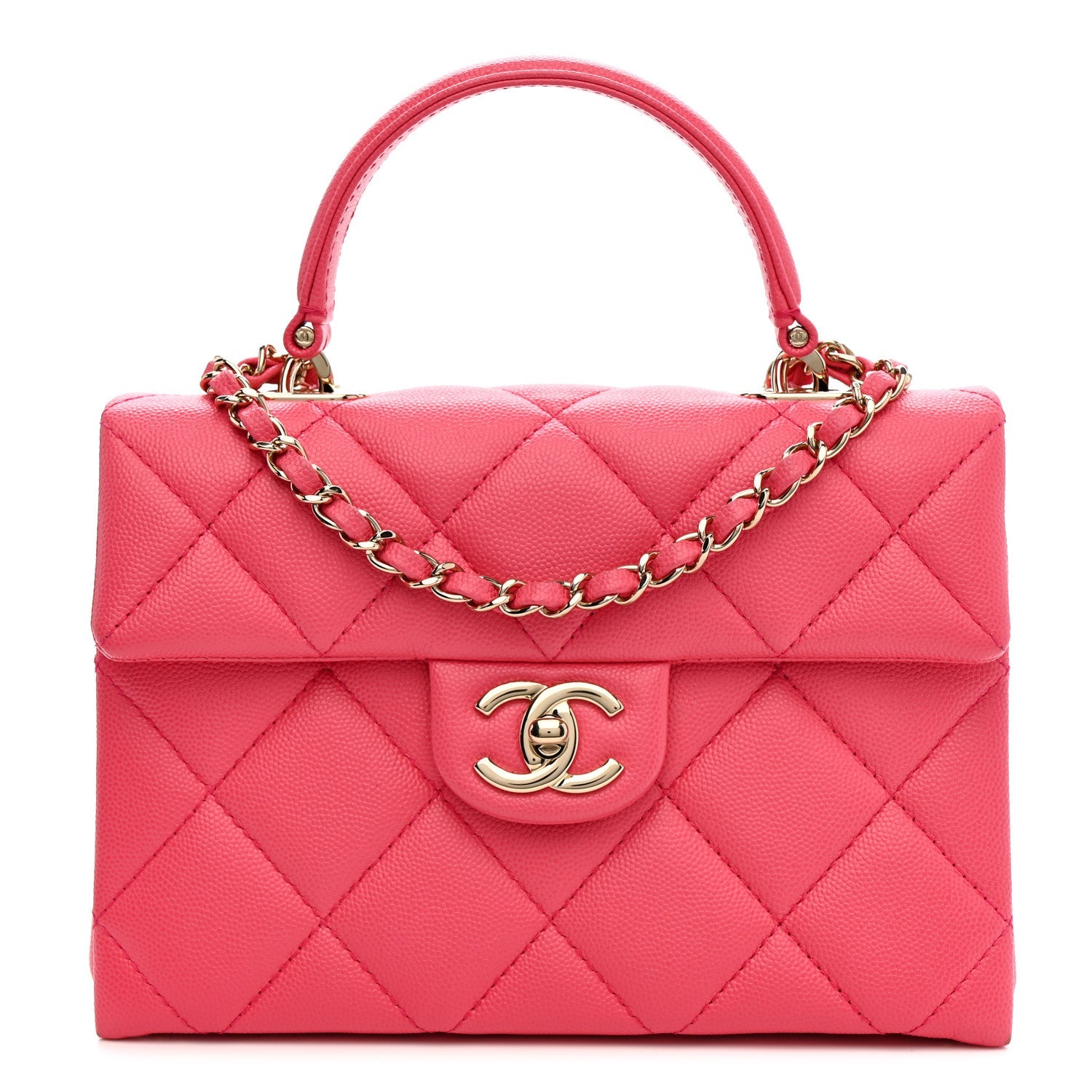 Chanel Caviar Quilted Mini Retro Twist Top Handle Flap Pink