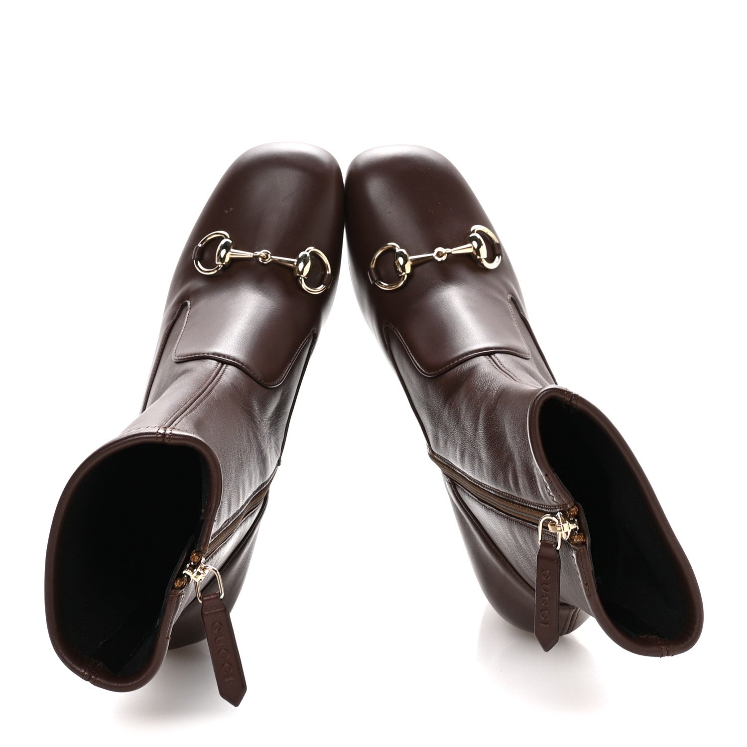 Gucci Nappa Horsebit Ankle Boots 38 New Chocolate