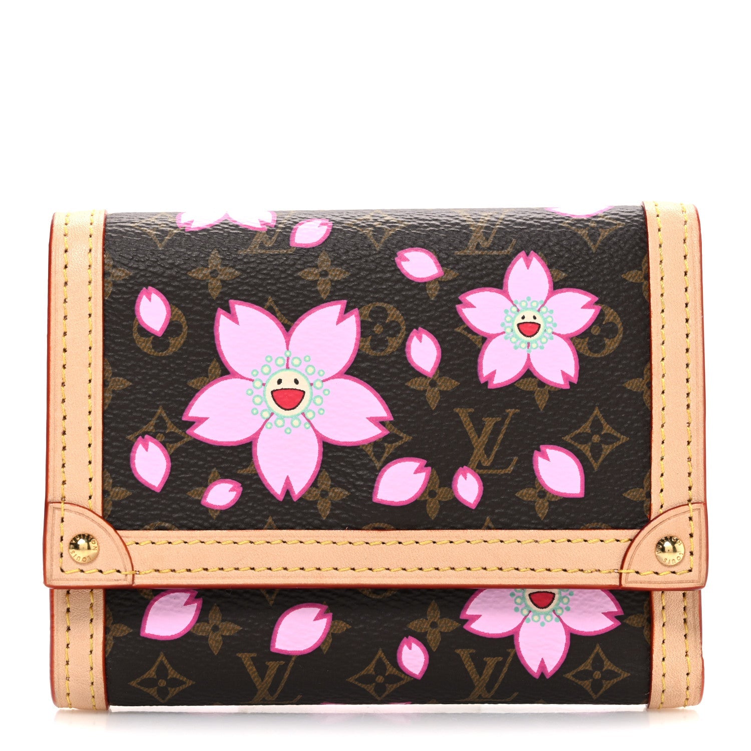 Louis Vuitton LV X TM Monogram Cherry Blossom Victorine Wallet Sakura Brown