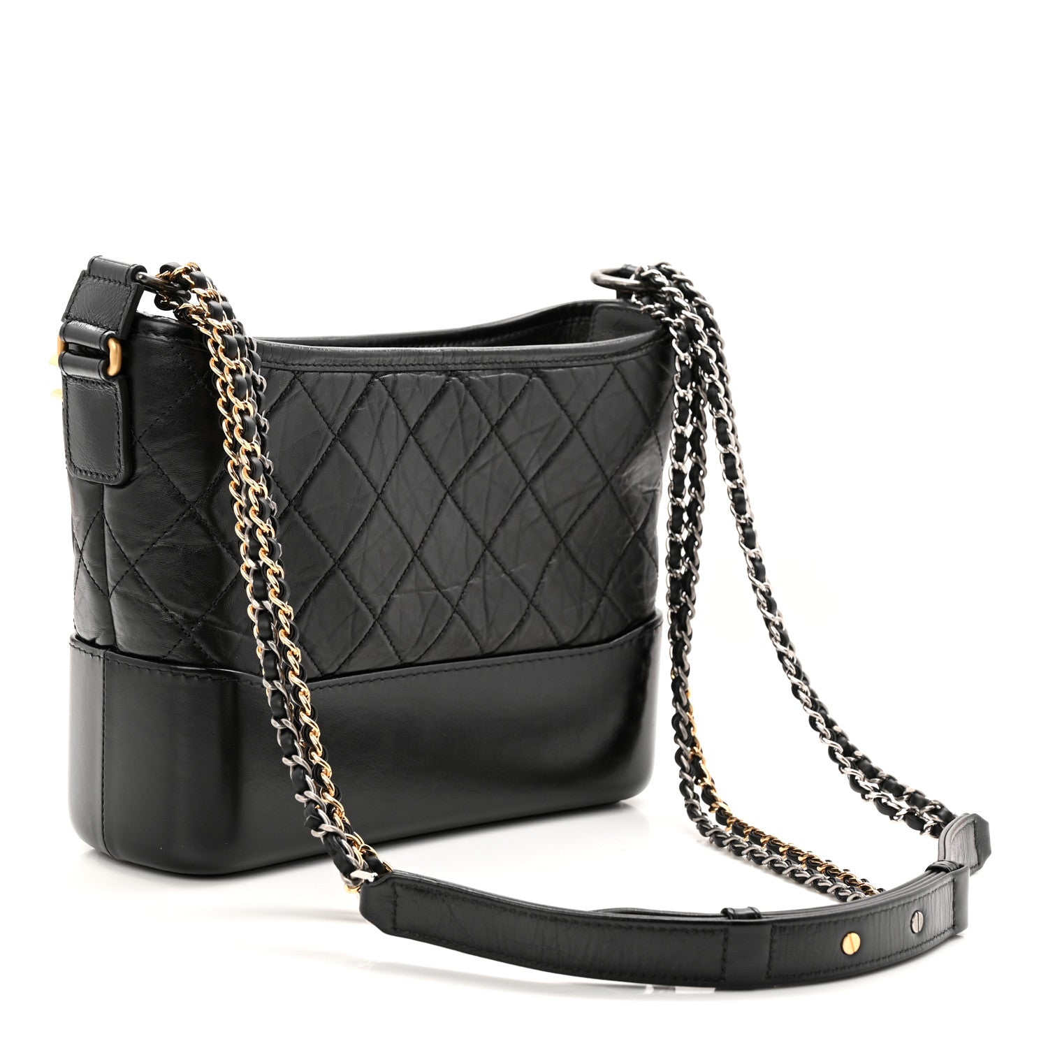 Chanel Aged Calfskin Quilted New Medium Gabrielle Hobo Black