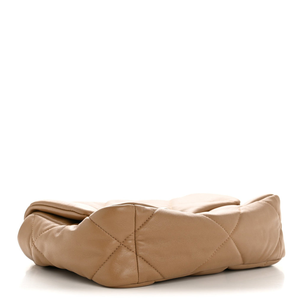 Chanel Lambskin Quilted Medium Chanel 19 Flap Beige