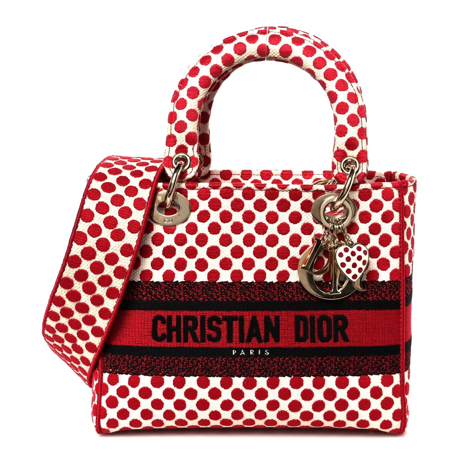 Christian Dior Canvas Medium DiorAmour Dots Lady D-Lite Red
