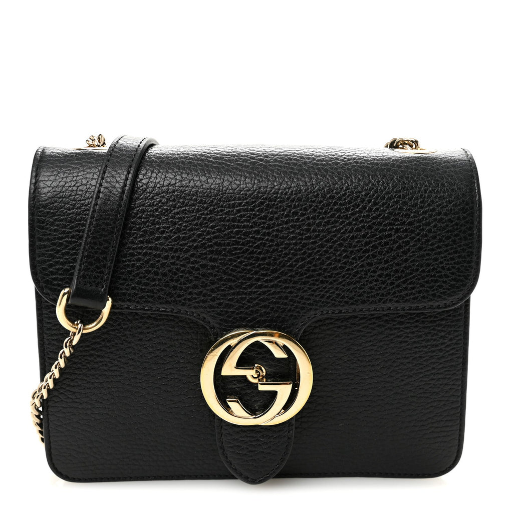 Gucci Dollar Calfskin Small Interlocking G Shoulder Bag Black