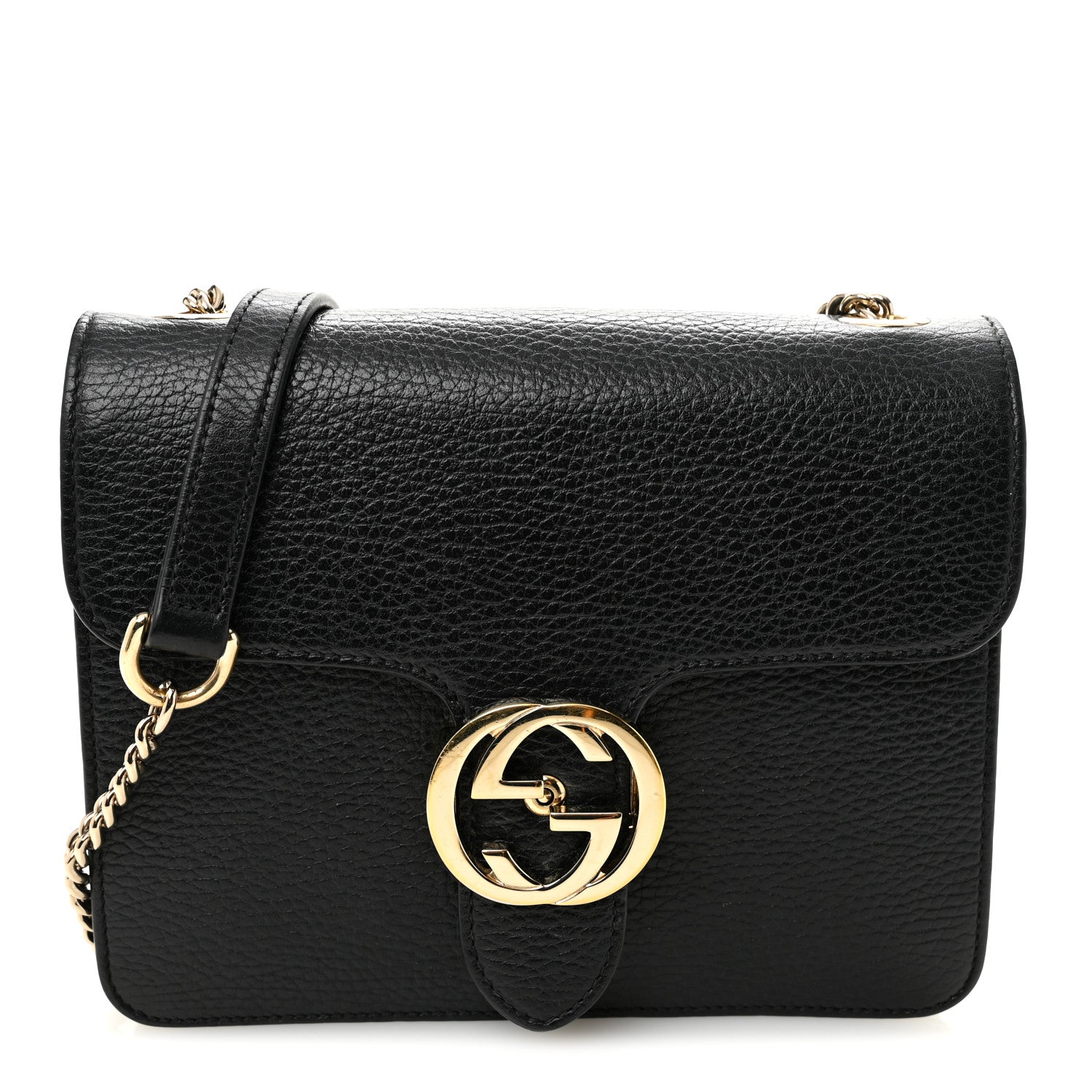Gucci Dollar Calfskin Small Interlocking G Shoulder Bag Black