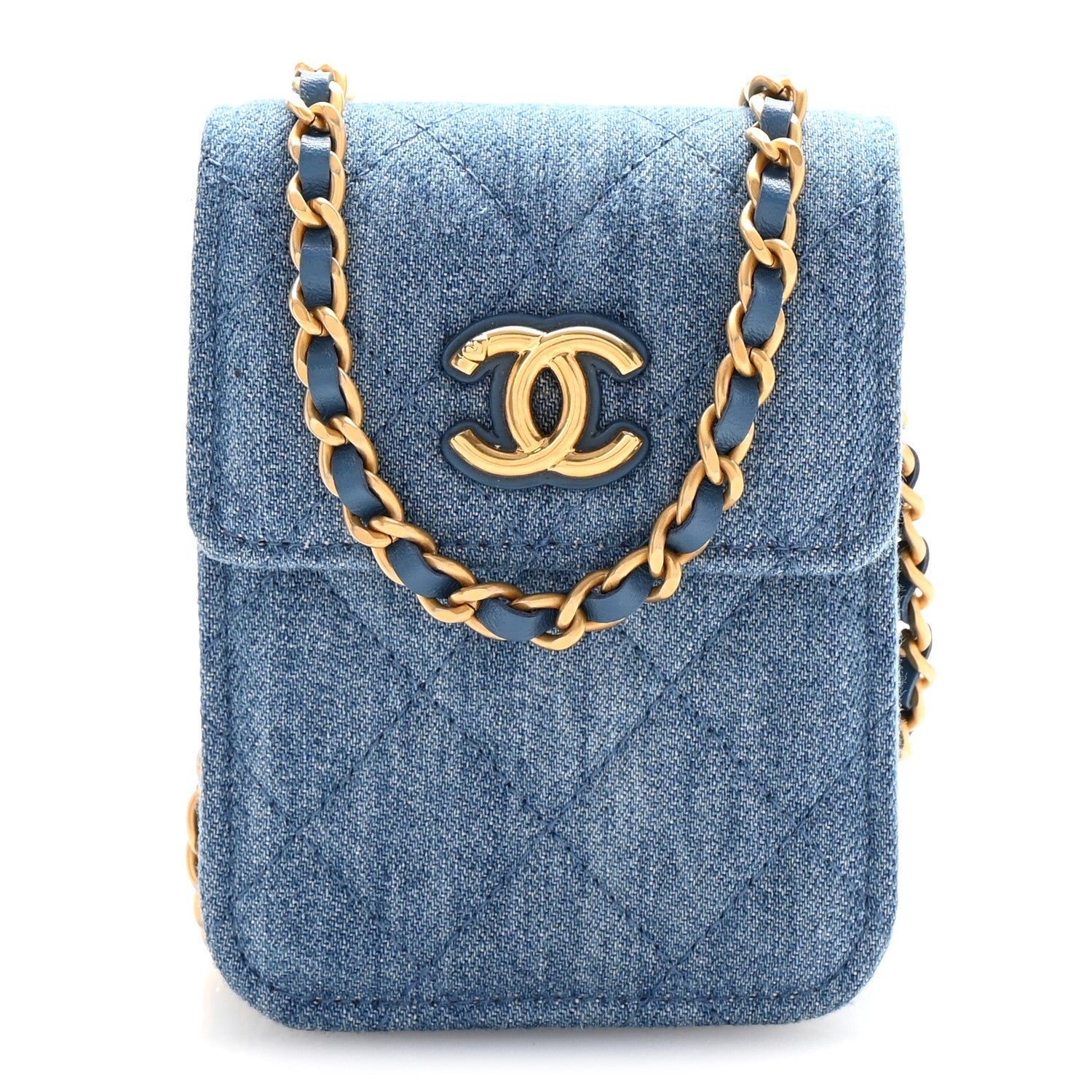 Chanel Denim Quilted Flap Mini Crossbody Blue