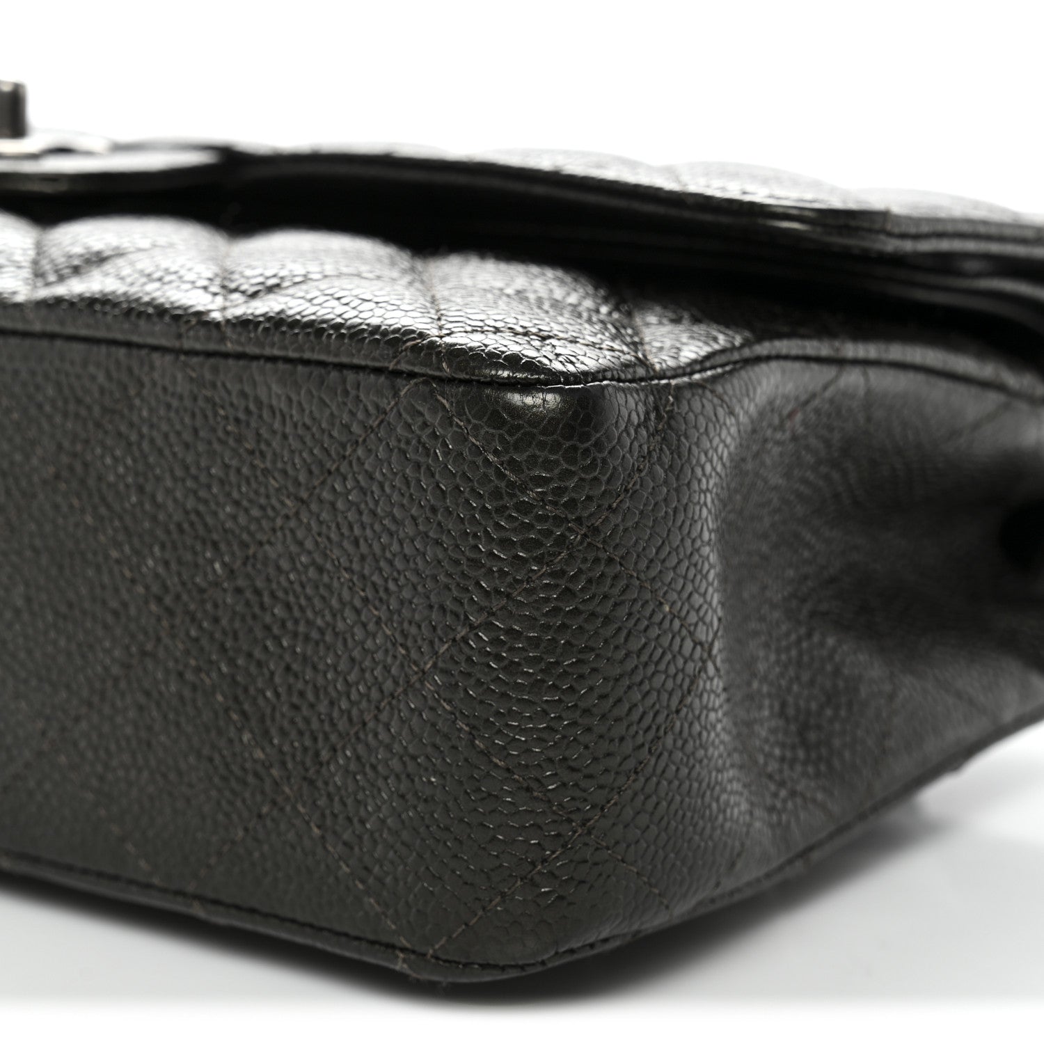 Chanel Metallic Caviar Quilted Medium Double Flap Dark Charcoal
