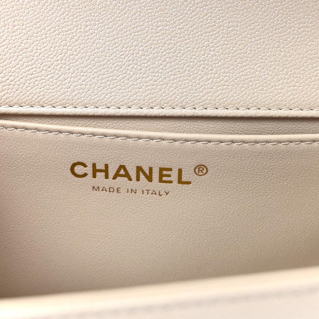 Chanel Iridescent Caviar Quilted Medium Boy Flap White