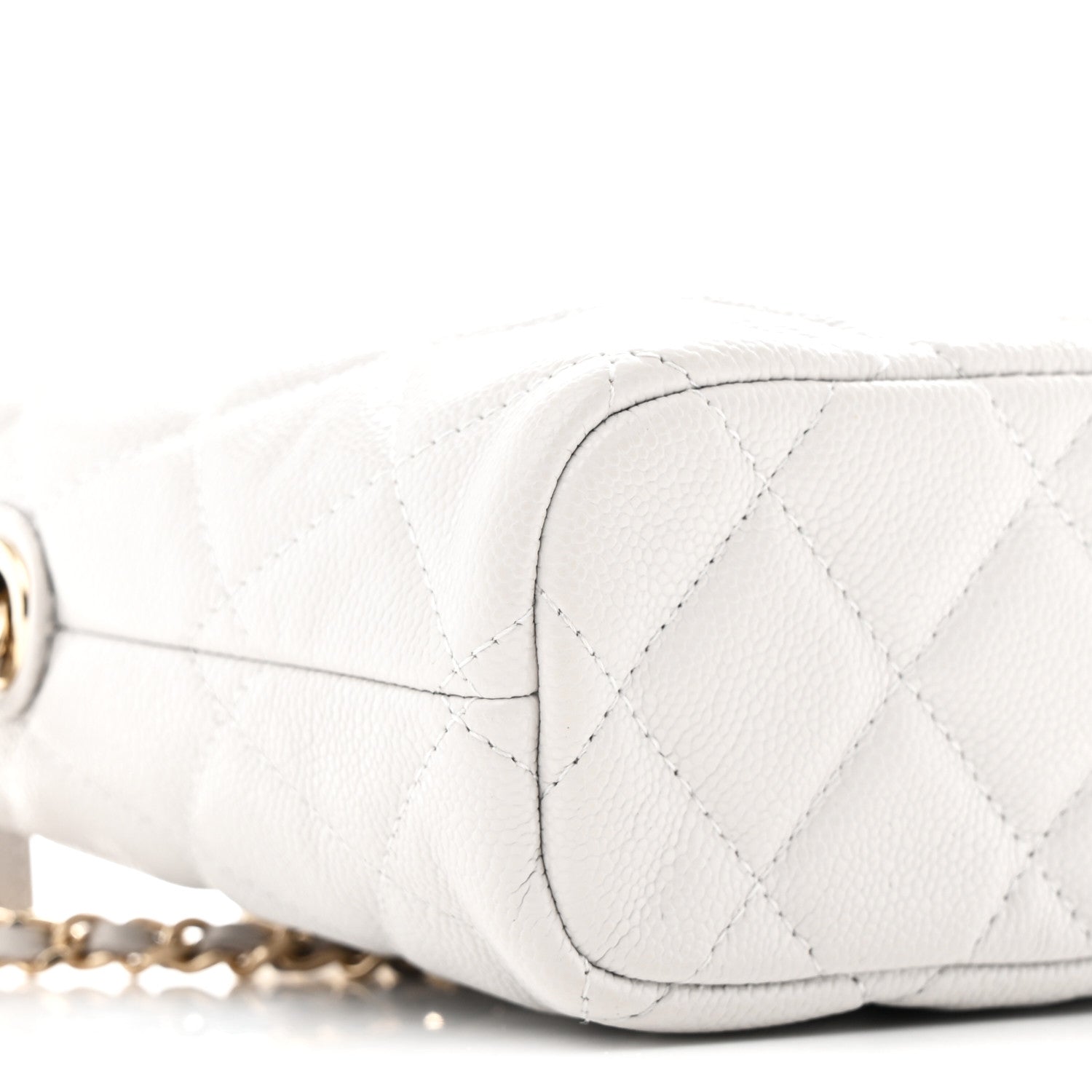 Chanel Shiny Caviar Quilted Hobo Clutch With Chain Light Grey