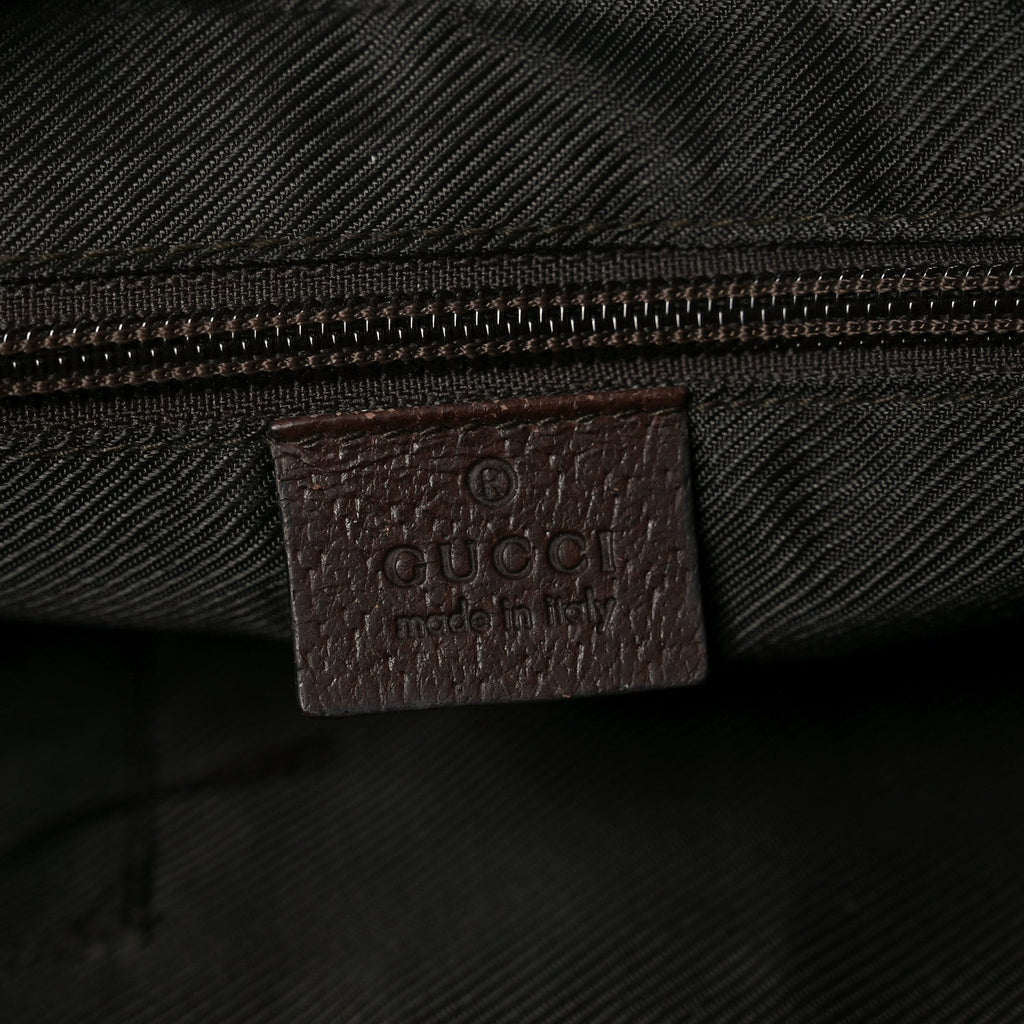 Gucci Monogram Medium Half Moon Hobo Dark Brown