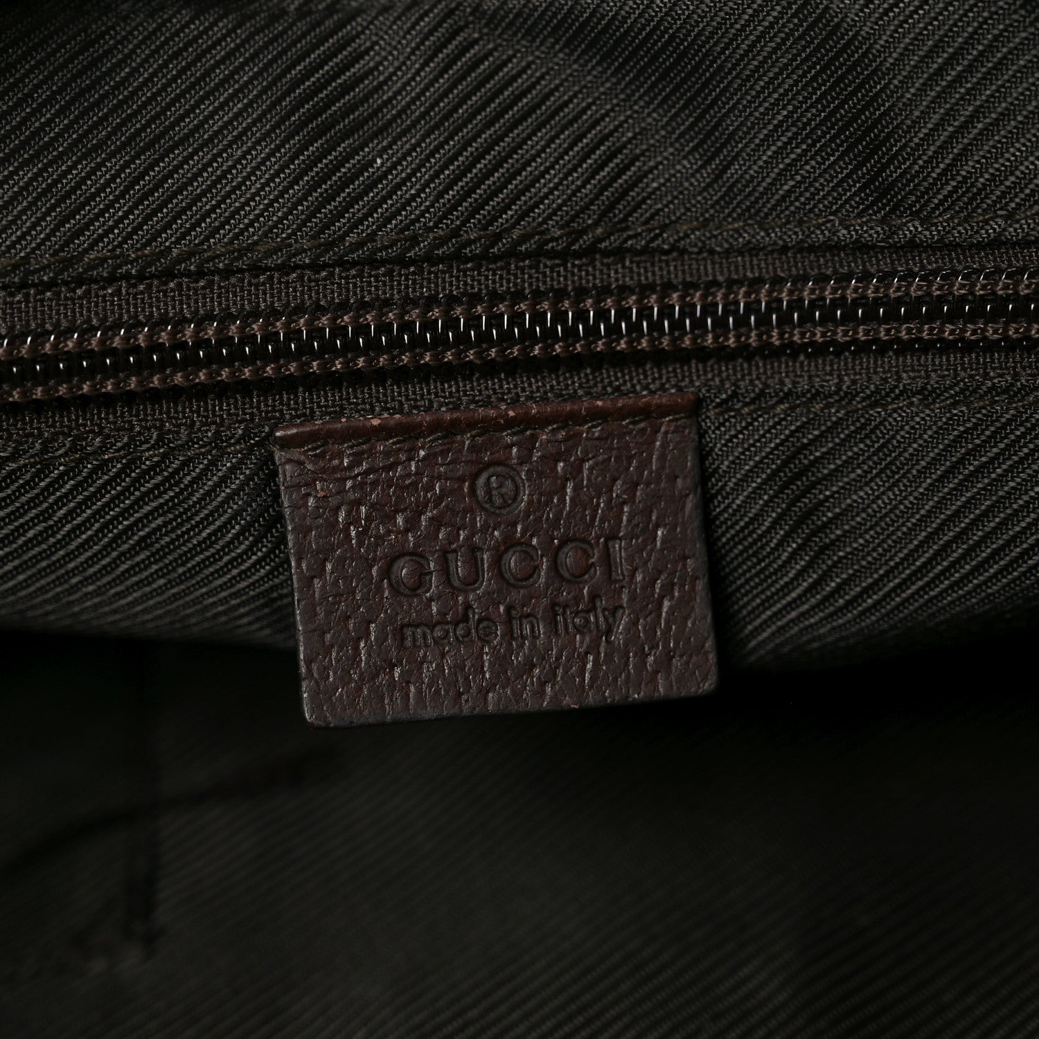 Gucci Monogram Medium Half Moon Hobo Dark Brown