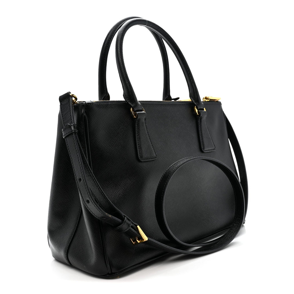 Prada Saffiano Small Galleria Double Zip Tote Black
