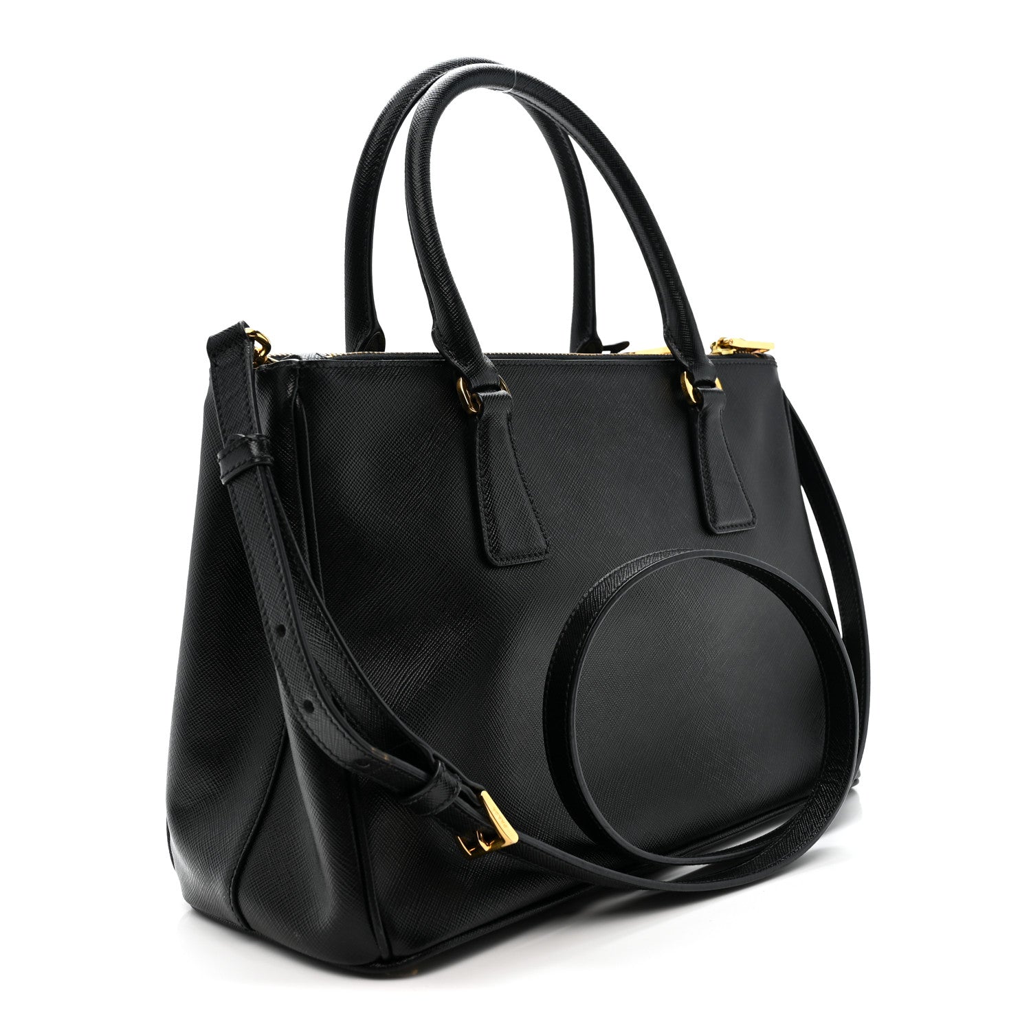Prada Saffiano Small Galleria Double Zip Tote Black