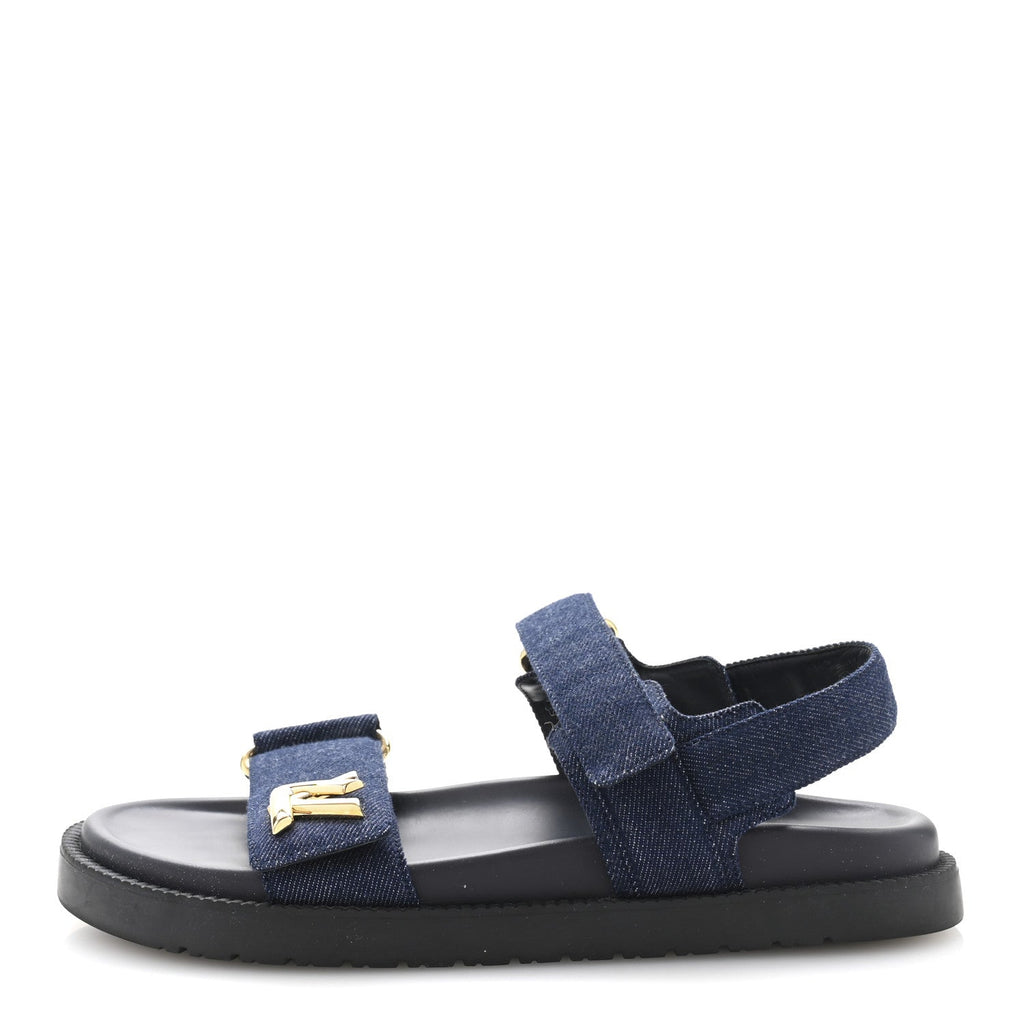 Louis Vuitton Denim Sunset Comfort Flat Sandals 37.5 Blue