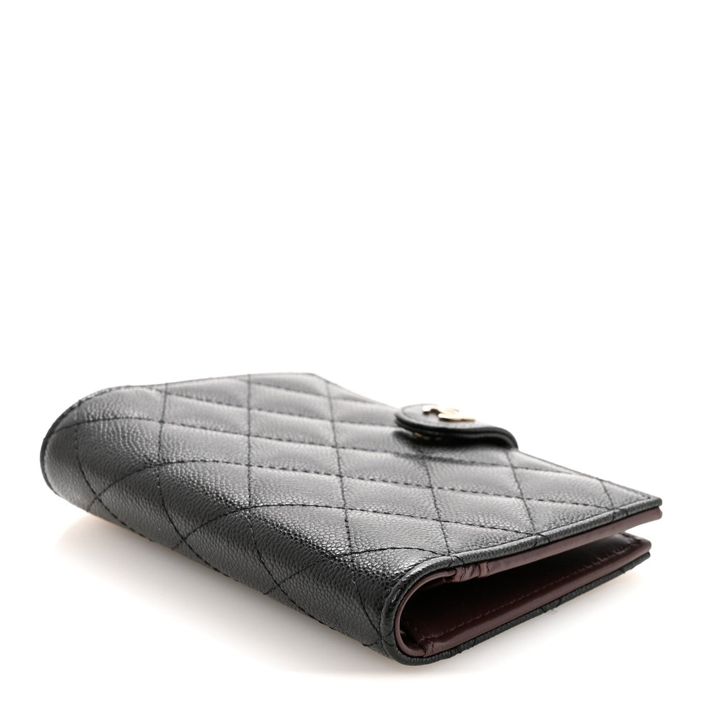 Caviar Quilted Passport Holder Black