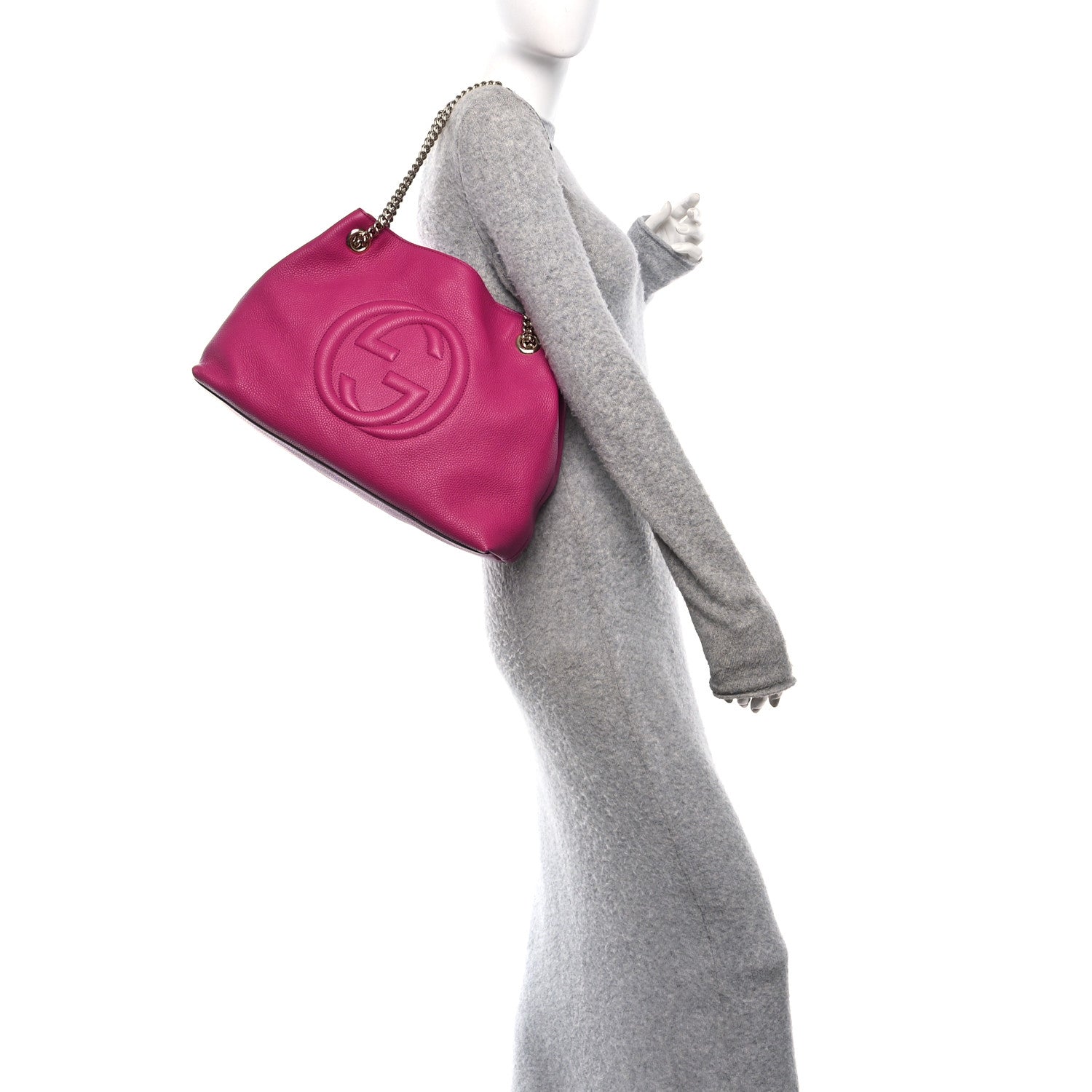 Gucci Cellarius Calfskin Medium Soho Chain Shoulder Bag Bright Bouganville