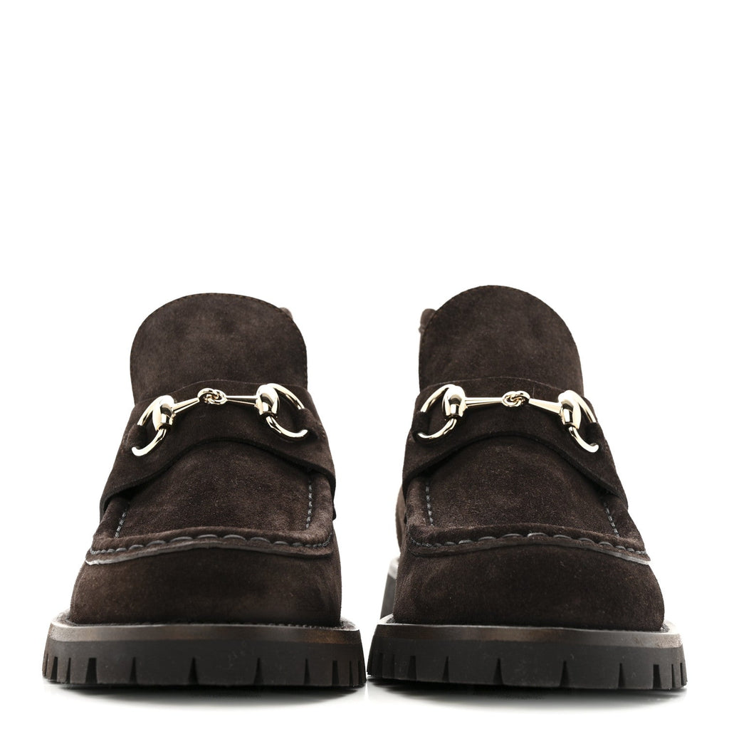 Gucci Suede Horsebit Ankle Boots 38 Dark Brown