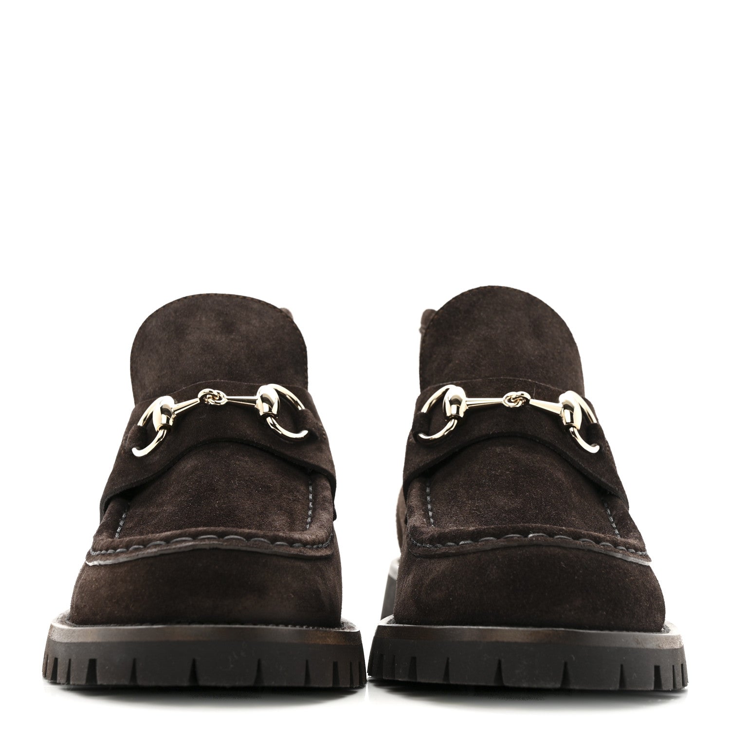 Gucci Suede Horsebit Ankle Boots 38 Dark Brown