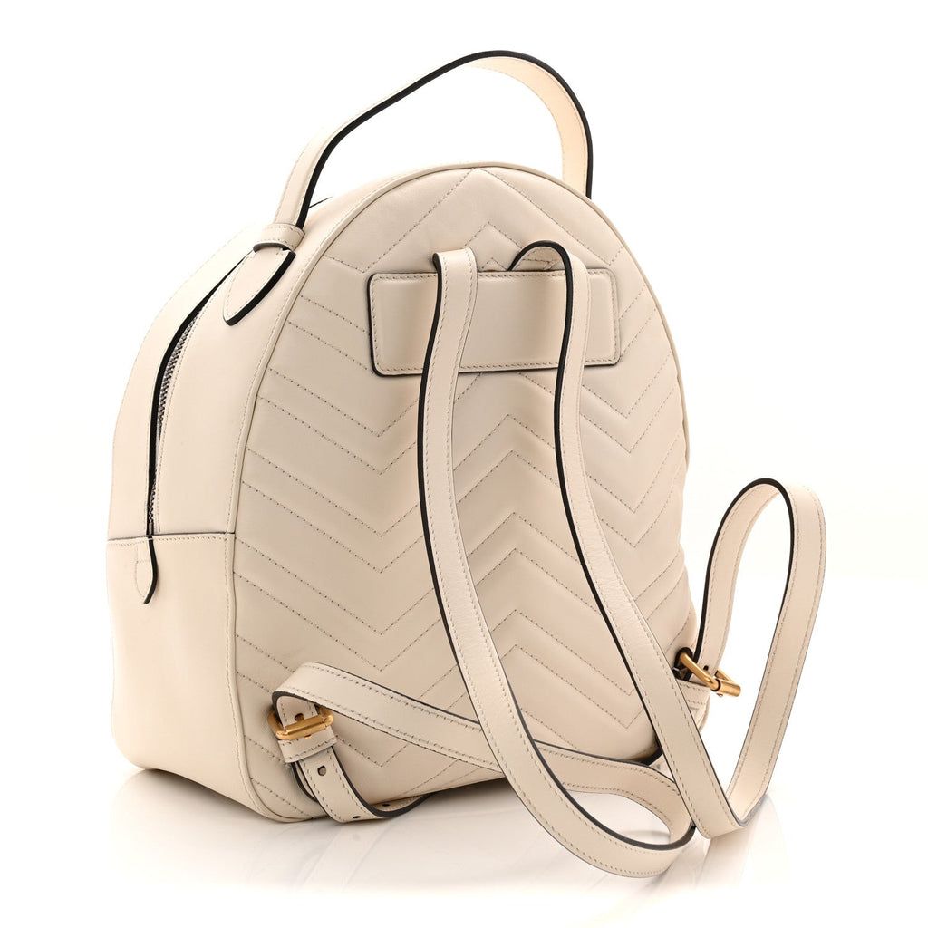 Gucci Calfskin Matelasse GG Marmont Dome Backpack White