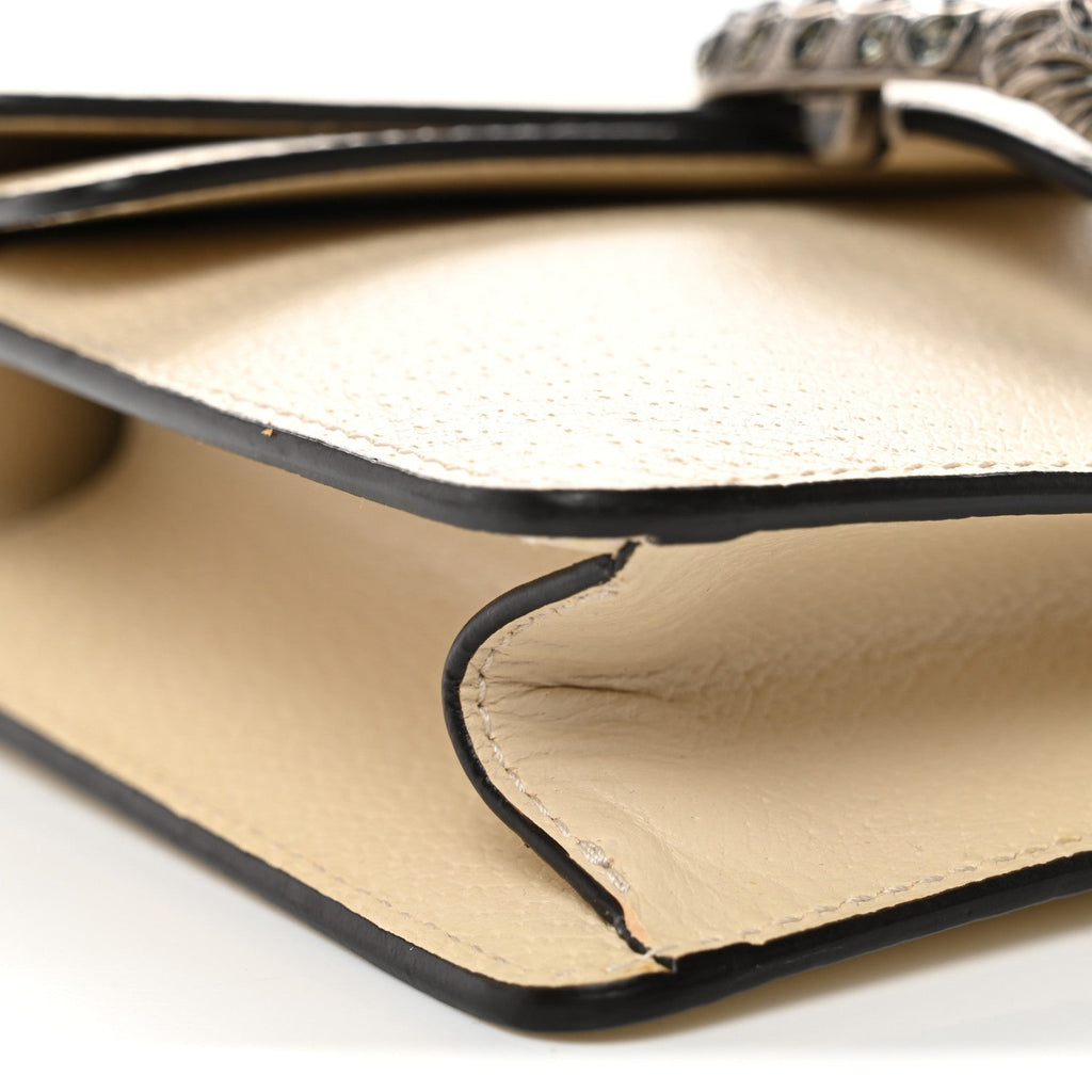 Gucci Textured Calfskin Crystal Mini Dionysus Shoulder Bag Mystic White