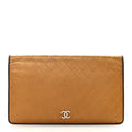 Metallic Calfskin Diamond Embossed Yen Wallet Gold