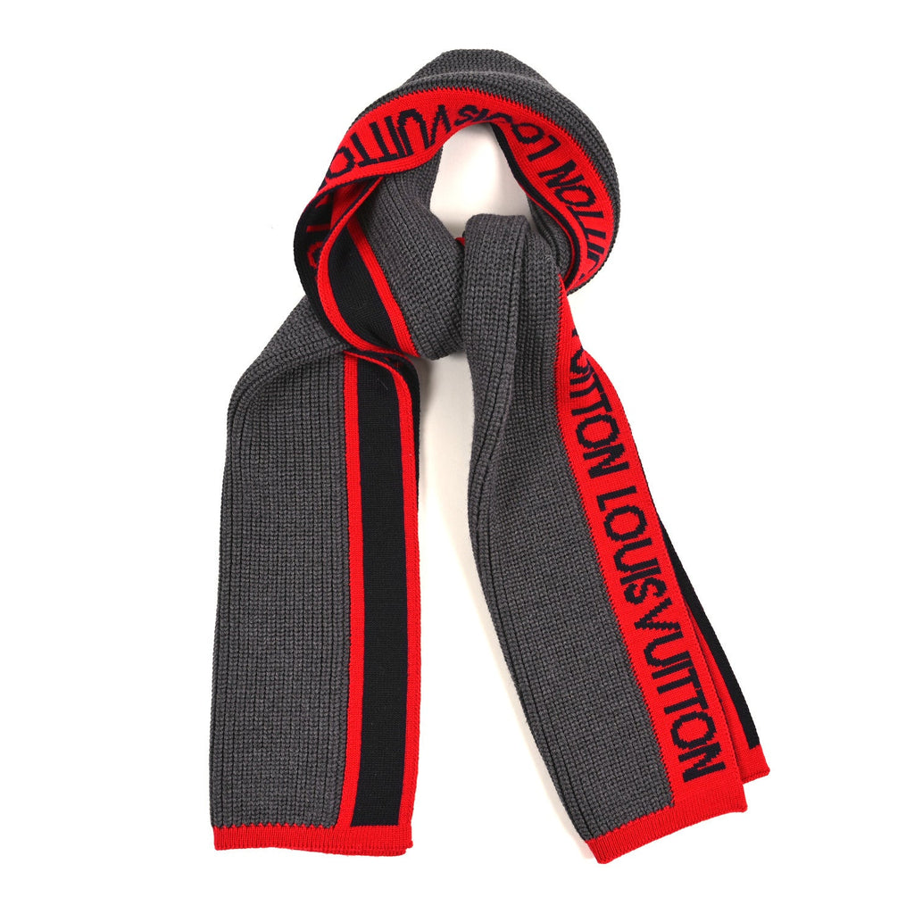 Louis Vuitton Wool Echarpes LV Generation Scarf Grey Red