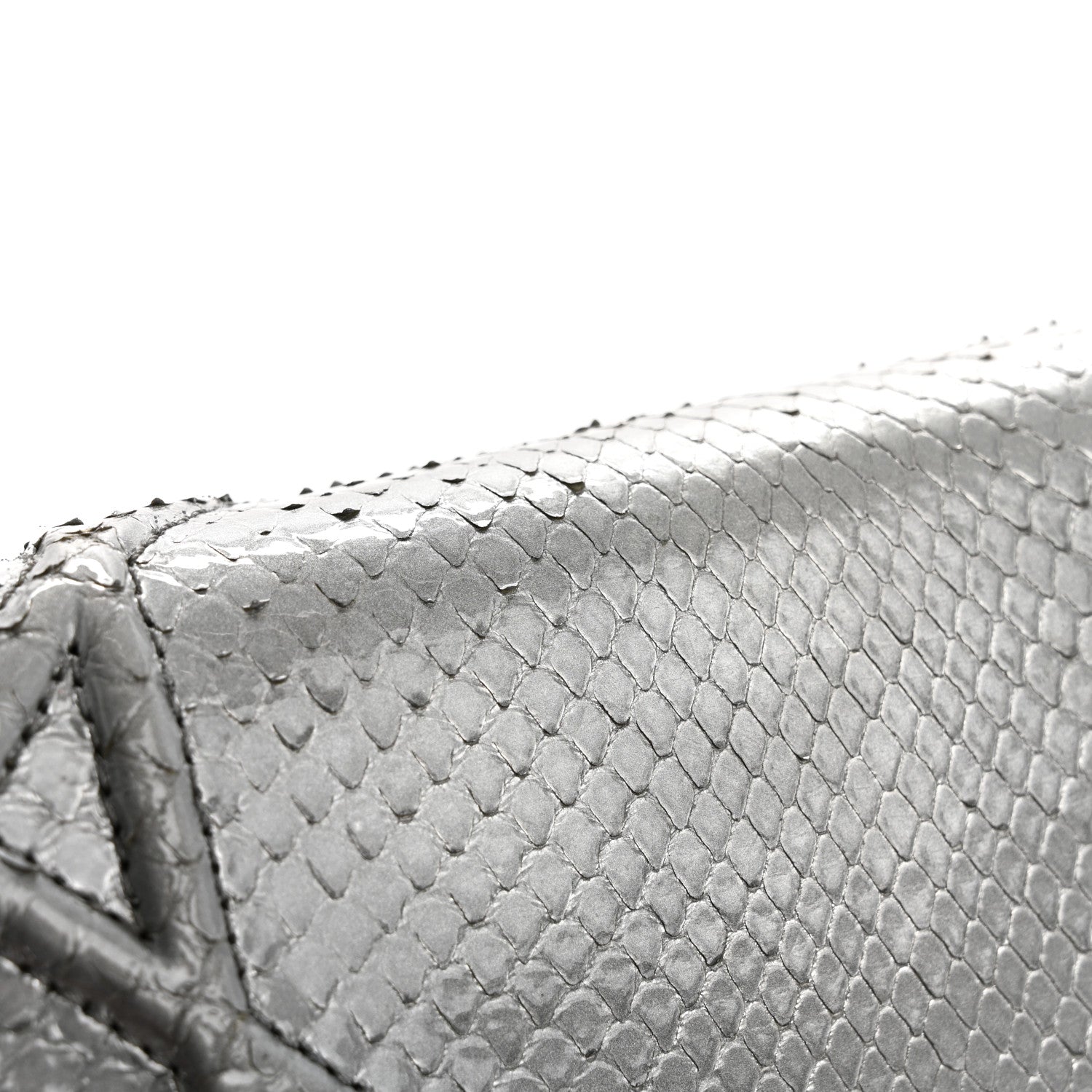 Christian Dior Snakeskin Diorama Wallet on Chain Pouch Silver
