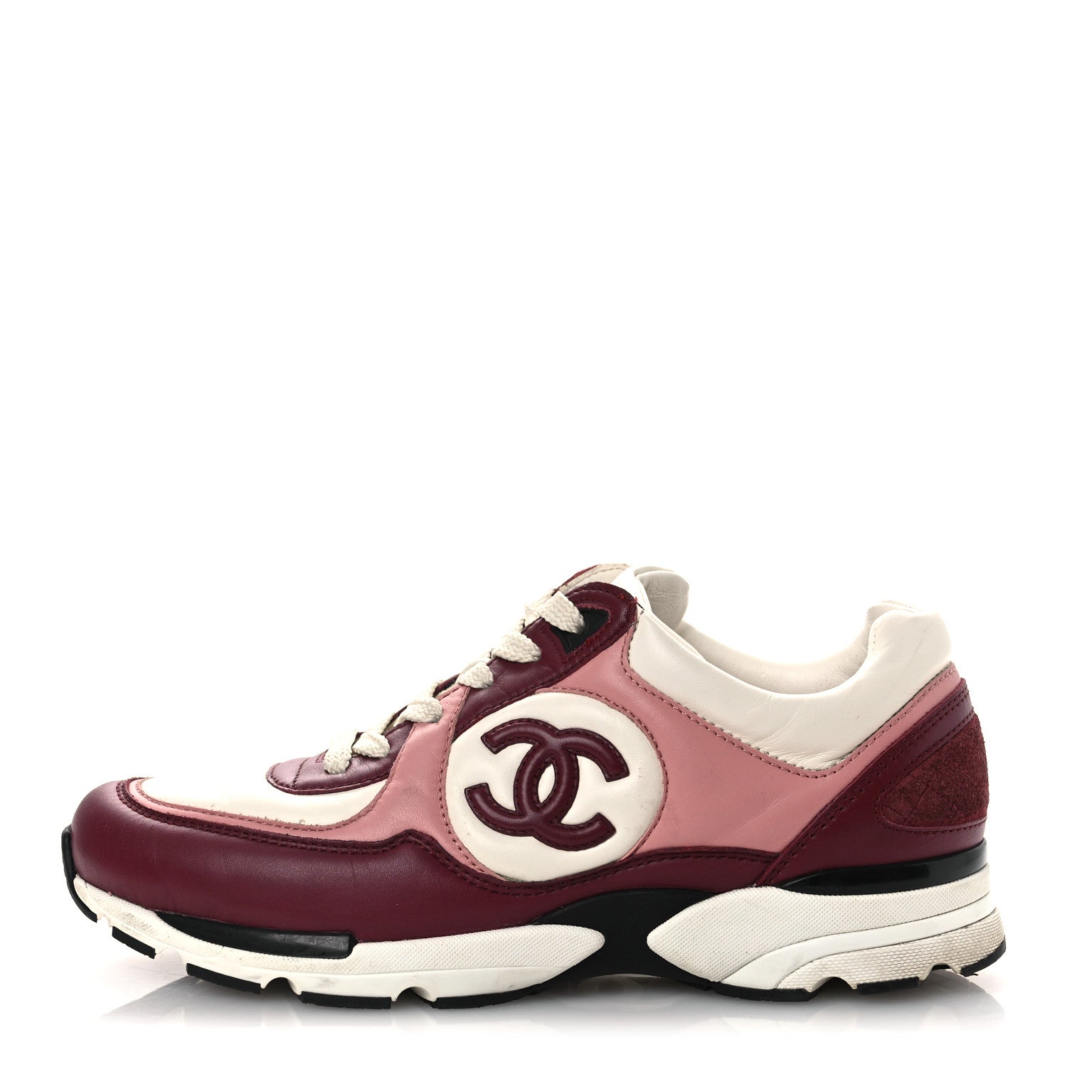 Calfskin CC Sneakers 38.5 Light Burgundy White Pink