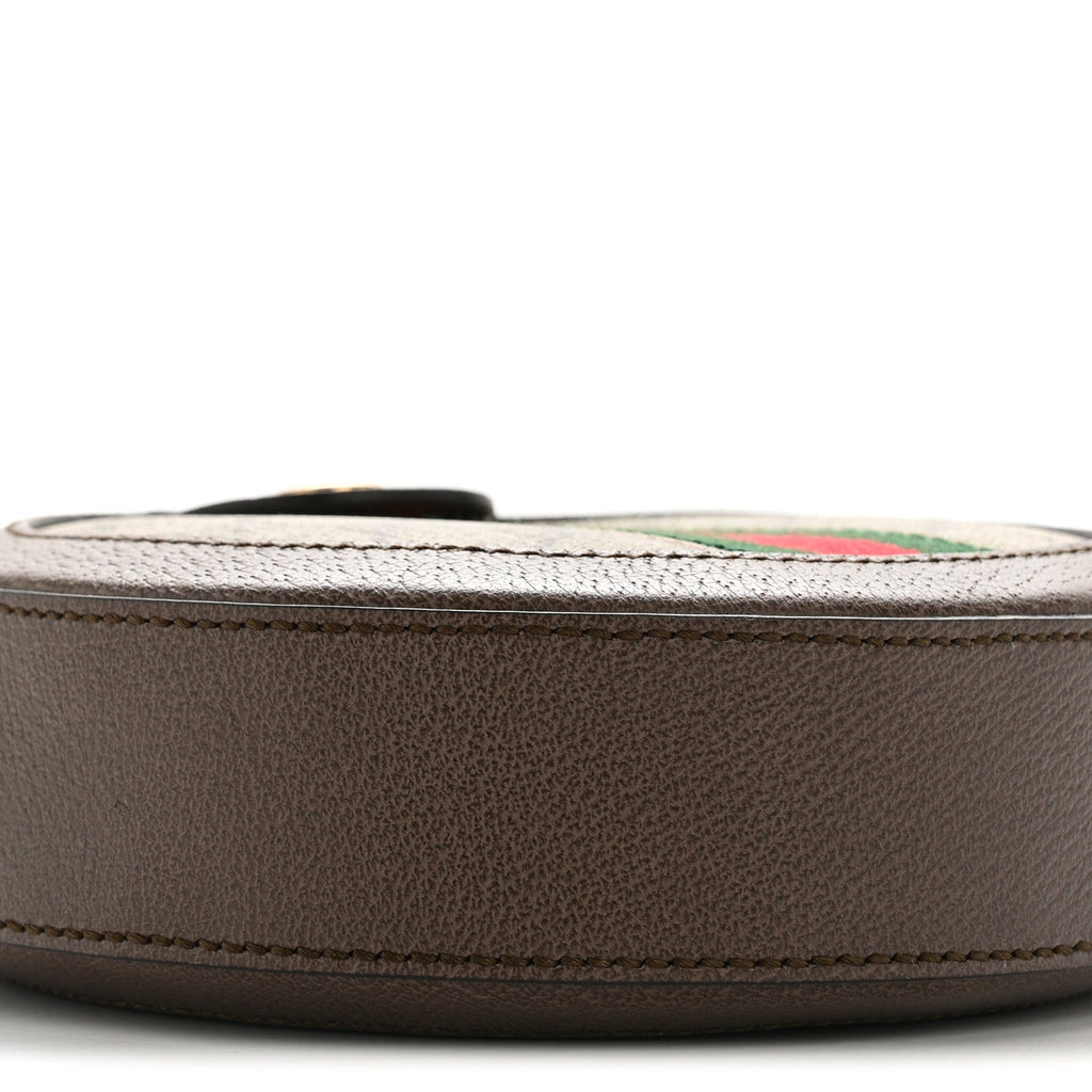 Gucci GG Supreme Monogram Web Mini Ophidia Round Shoulder Bag Brown