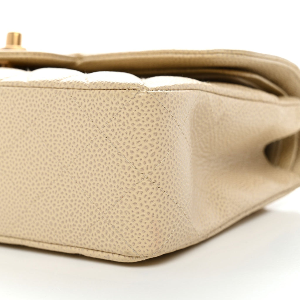 Chanel Caviar Quilted Small Double Flap Beige