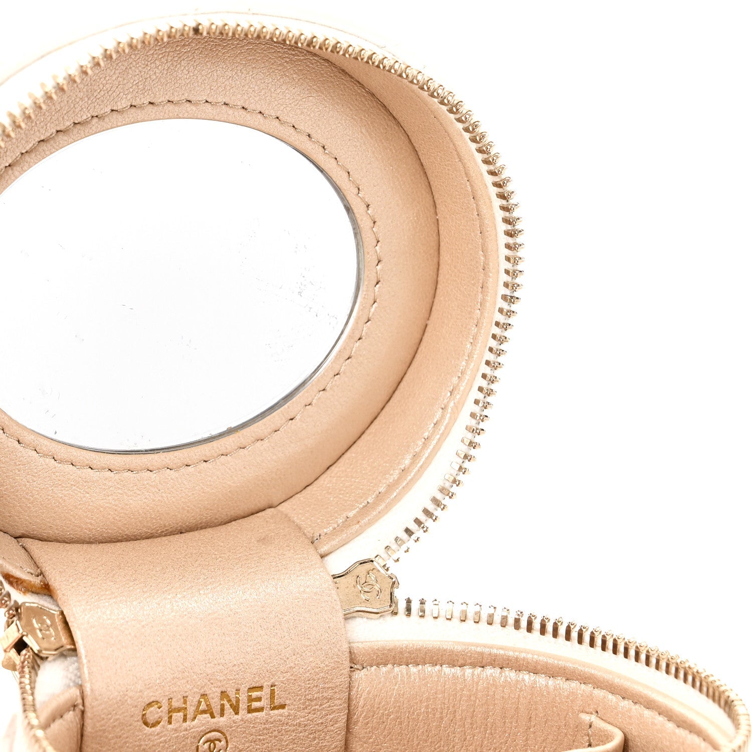 Chanel Lambskin Quilted Ruched Handle Vanity Case White