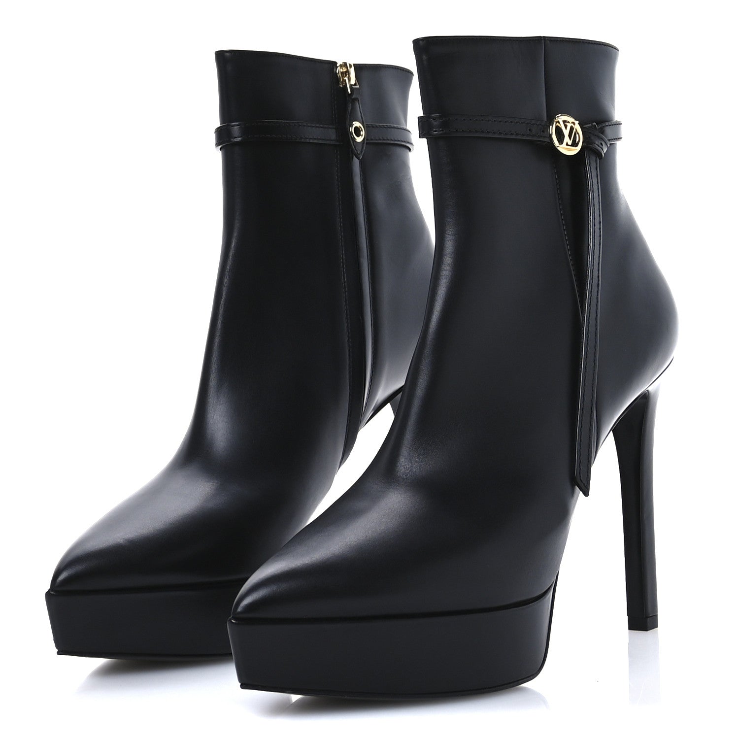 Louis Vuitton Calfskin LV Roxy Platform Ankle Boots 41 Black