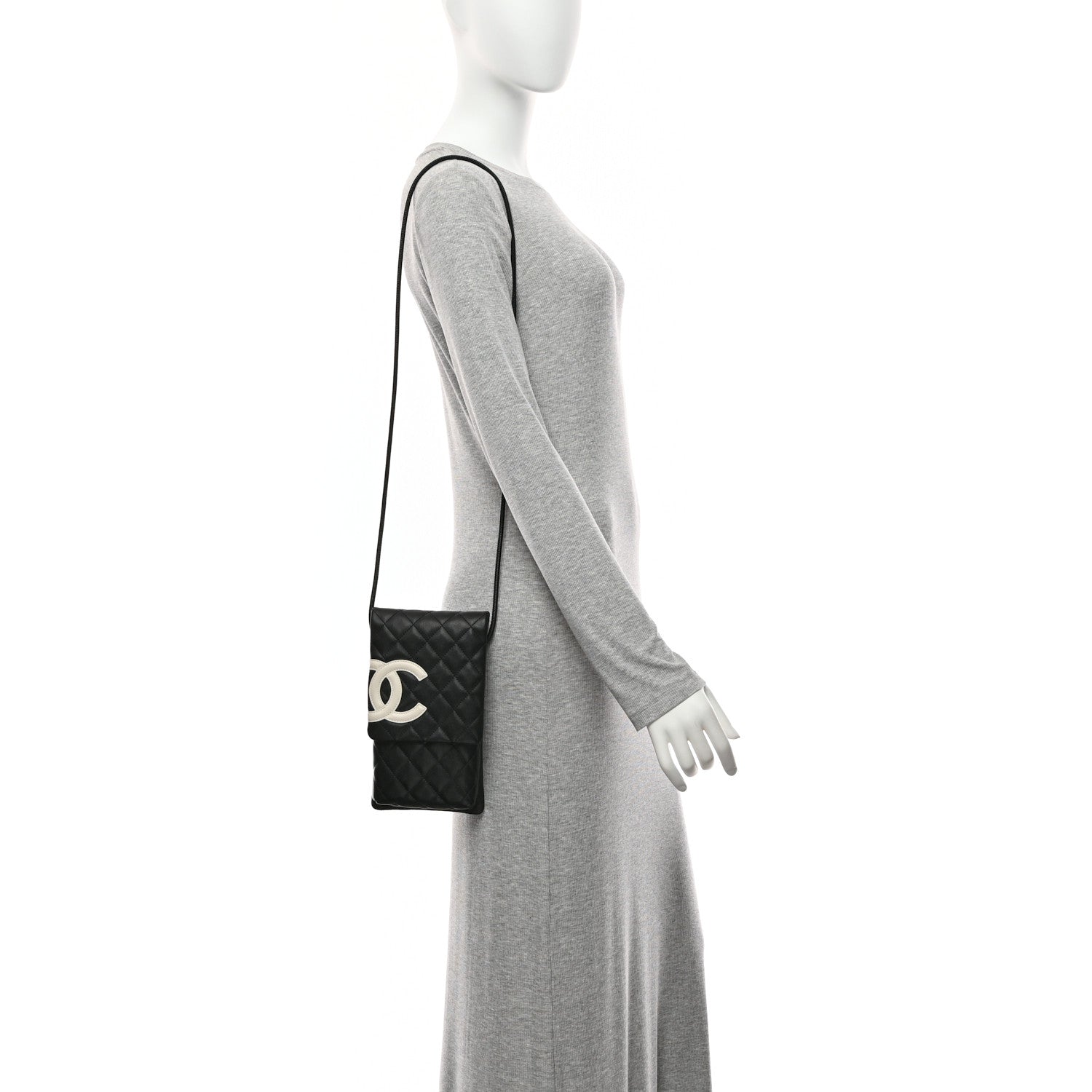 Chanel Calfskin Quilted Cambon Crossbody Messenger Black White