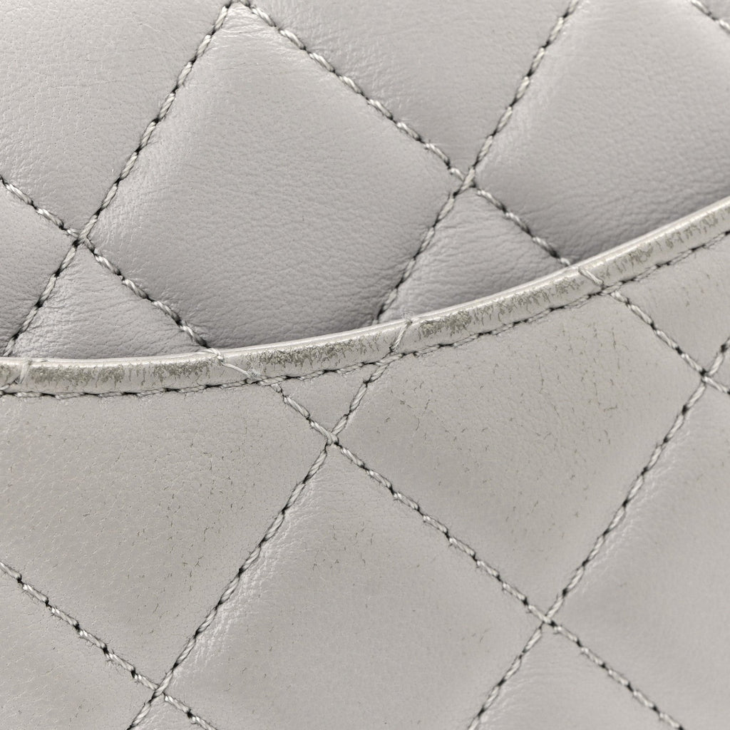 Chanel Lambskin Quilted Mini Rectangular Pearl Crush Flap Grey