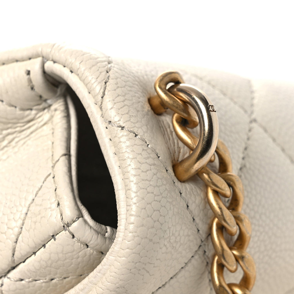 Chanel Caviar Quilted Mini Sweetheart Flap White