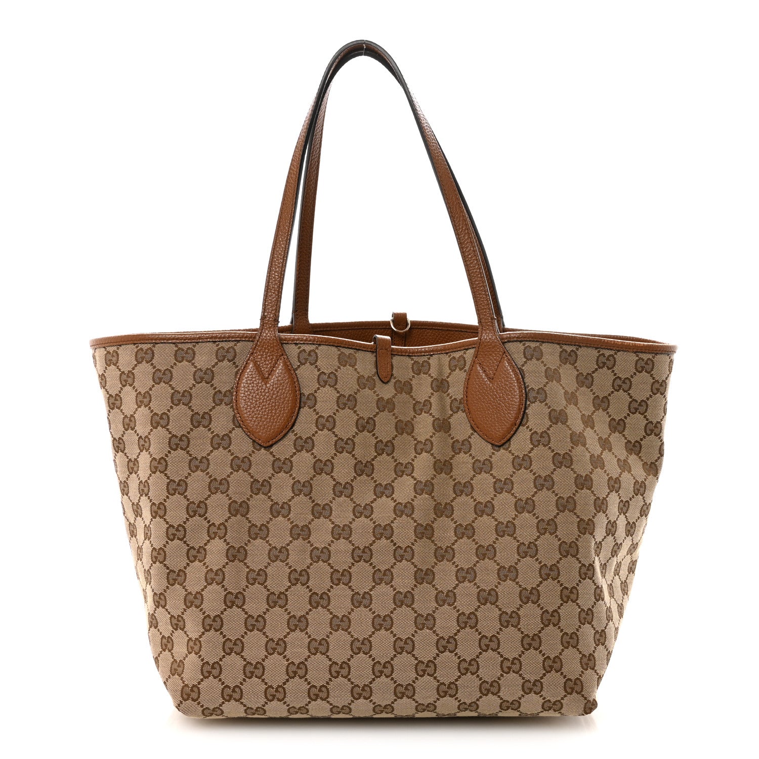 Gucci Grained Calfskin Monogram Large Totissima Reversible Tote Brown