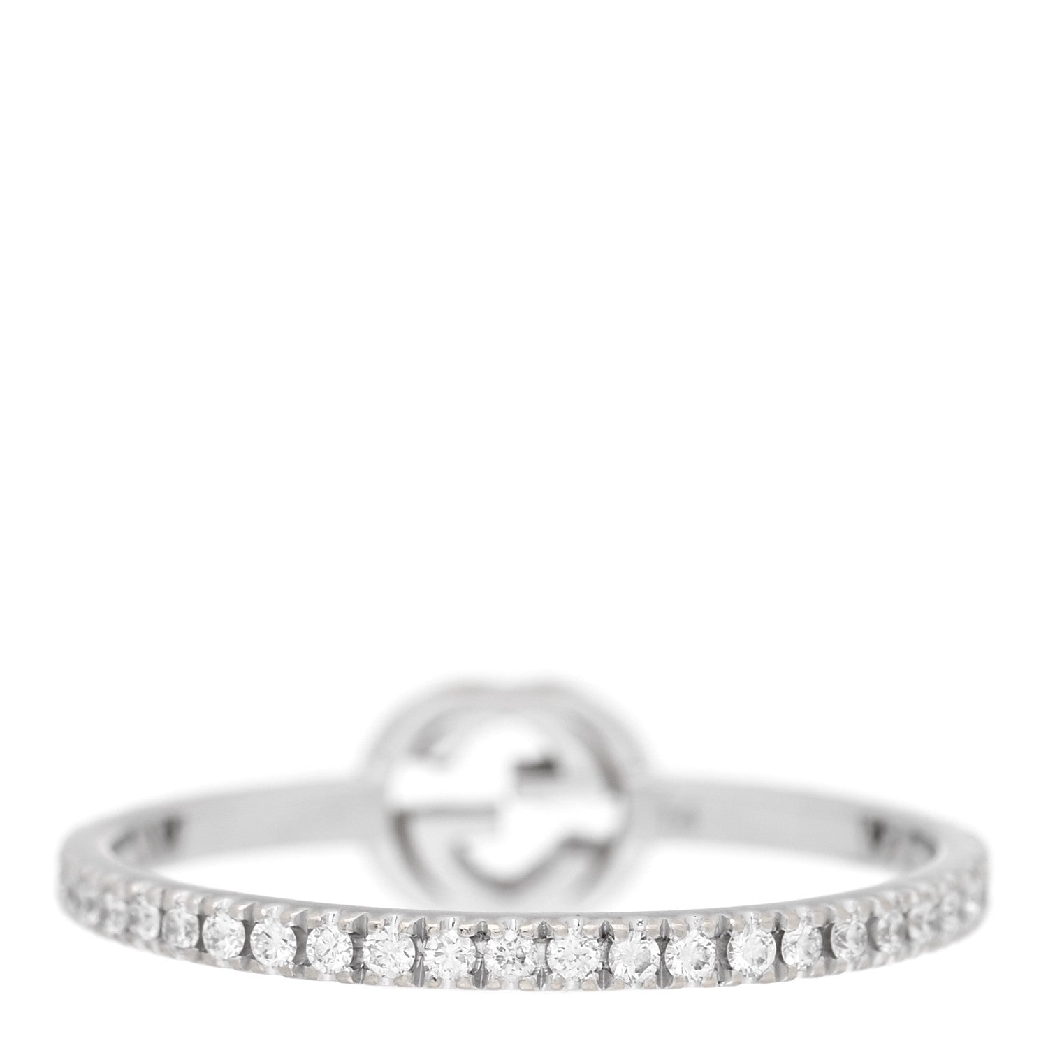 Gucci 18K White Gold Diamond Interlocking G Ring  53 6.5