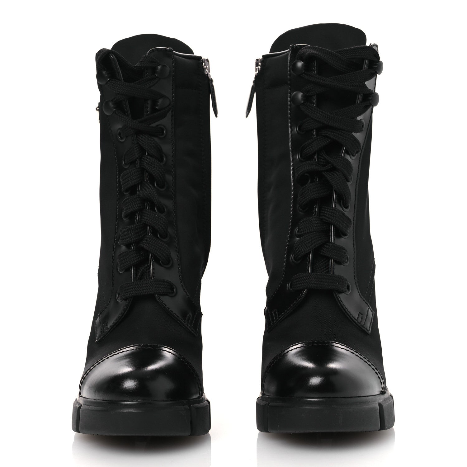 Prada Spazzolato Re-Nylon Metal Triangle Logo 110mm Ankle Boots 36.5 Black