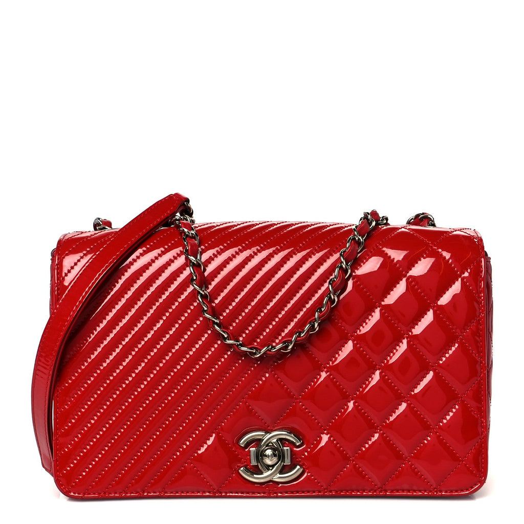 Chanel Patent Quilted Medium Coco Boy Flap Red