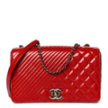 Chanel Patent Quilted Medium Coco Boy Flap Red