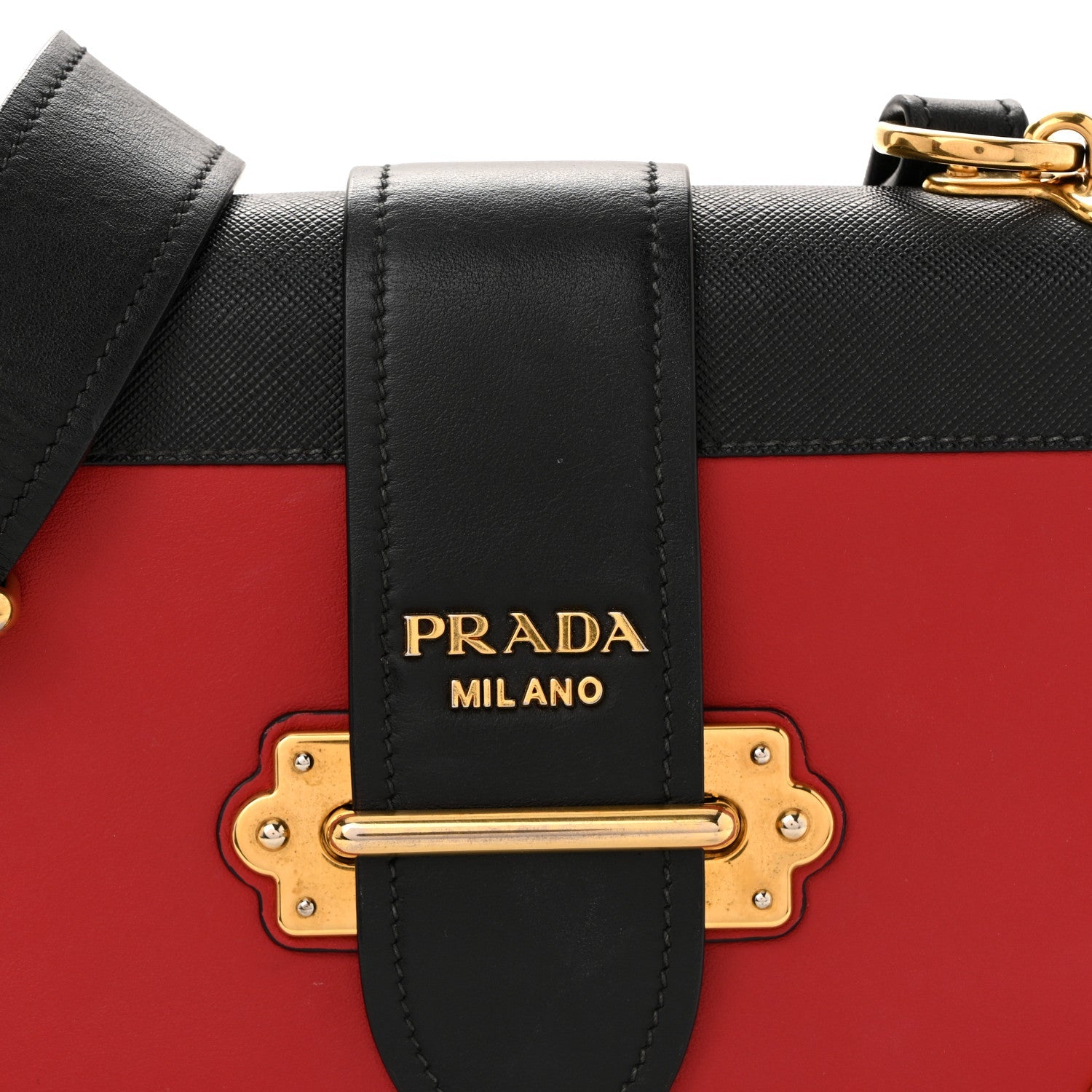 Prada City Calfskin Saffiano Cahier Bag Fuoco Black