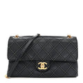 Chanel Iridescent Calfskin Triple Stitched Medium Flap Navy