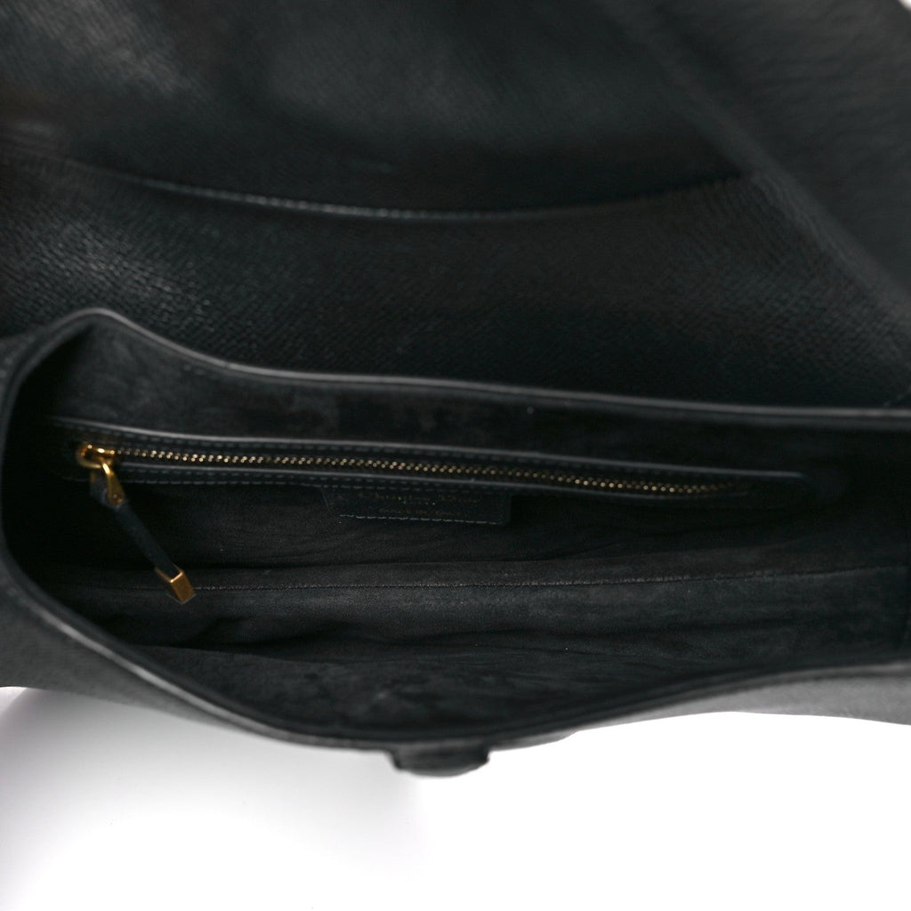 Christian Dior Grained Calfskin Saddle Bag With Strap Black