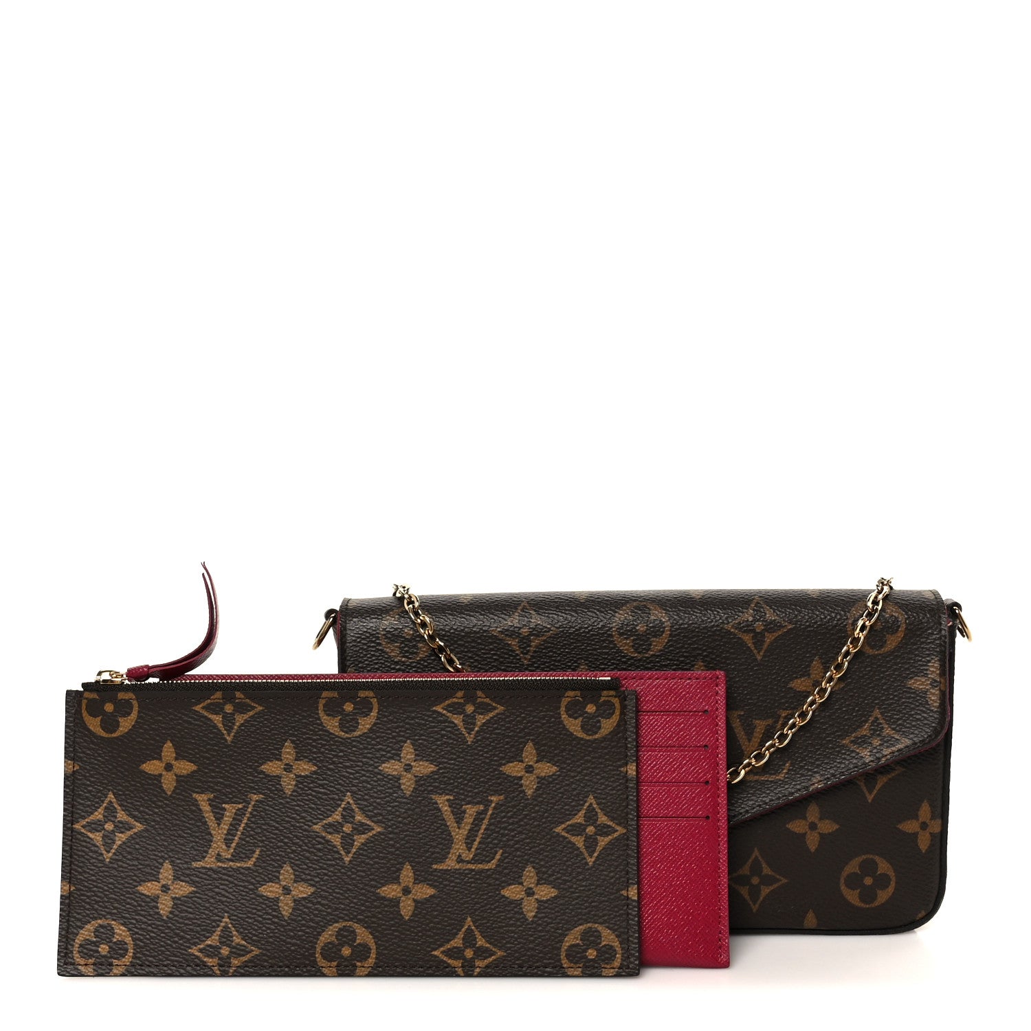 Louis Vuitton Monogram Pochette Felicie Chain Wallet Fuchsia