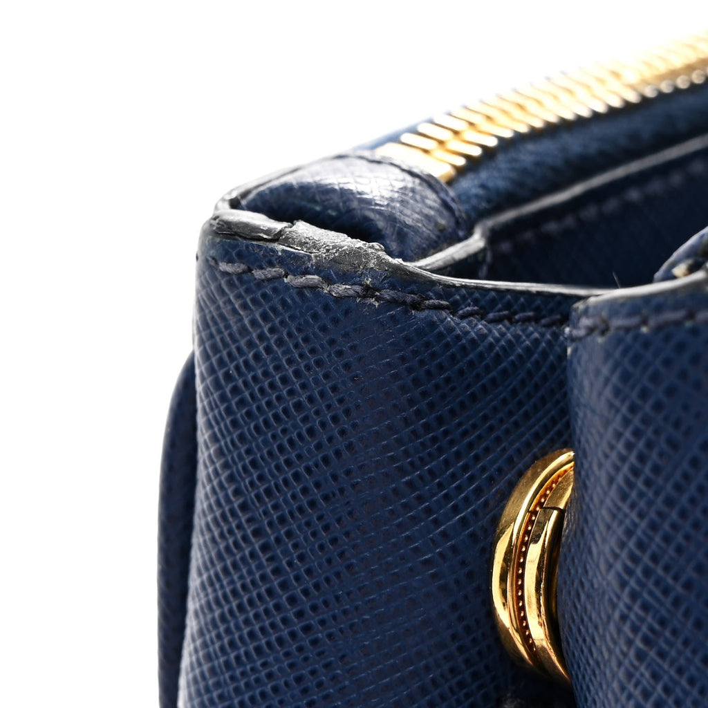 Prada Saffiano Lux Medium Galleria Double Zip Tote Bluette