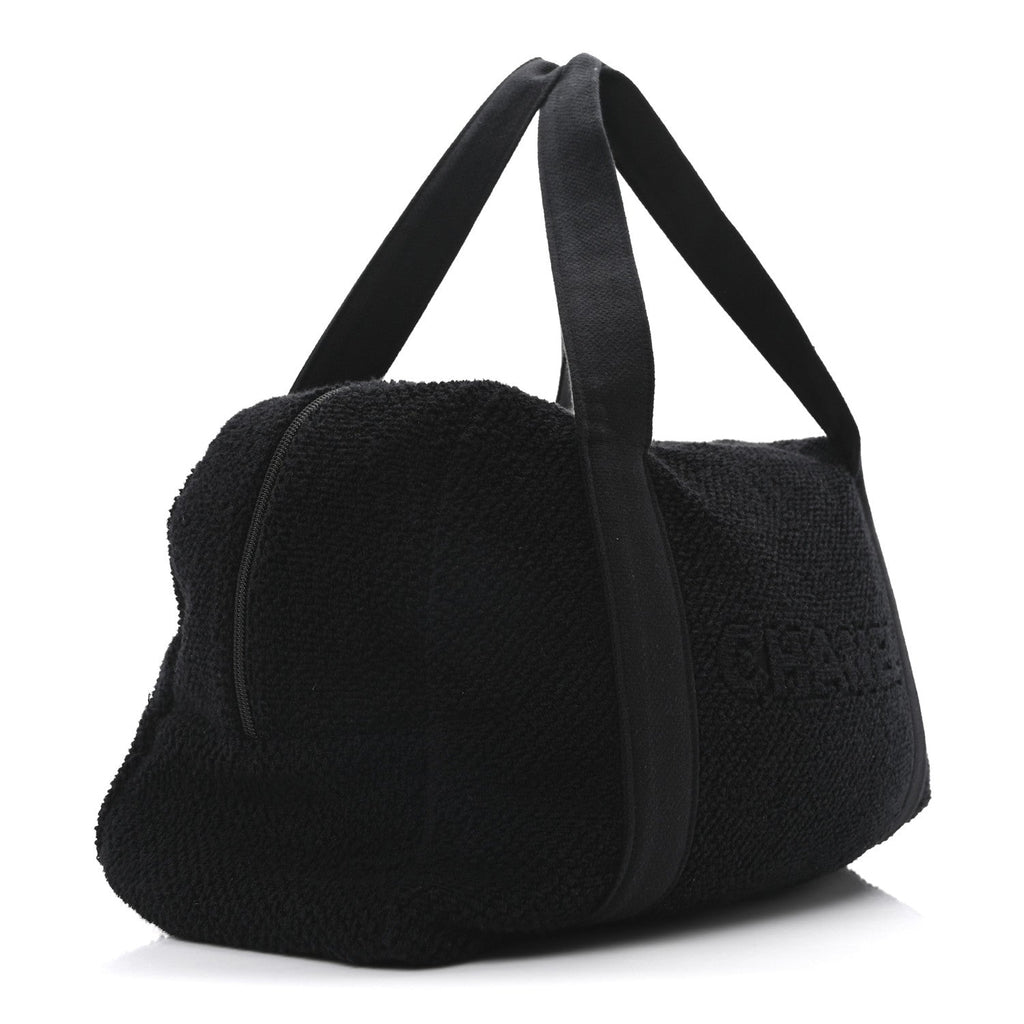 Chanel Terry Cotton CC Beach Duffel Towel Set Black