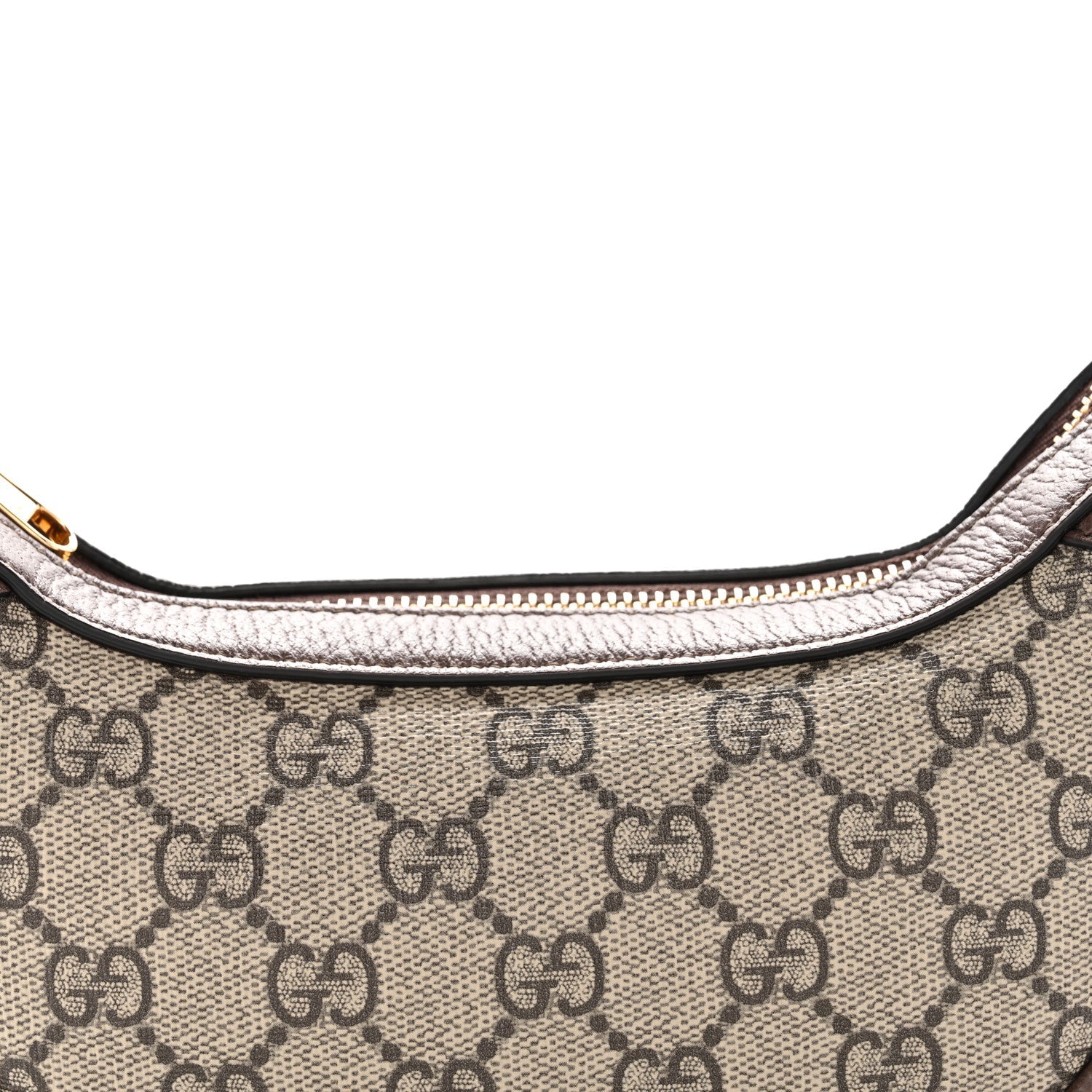 Gucci GG Supreme Monogram Textured Calfskin Web Mini Ophidia Half Moon Hobo Beige Ebony New Acero