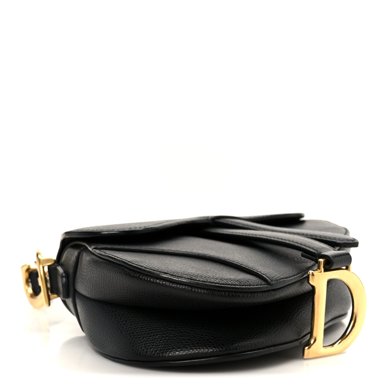 Christian Dior Grained Calfskin Mini Saddle Bag Black