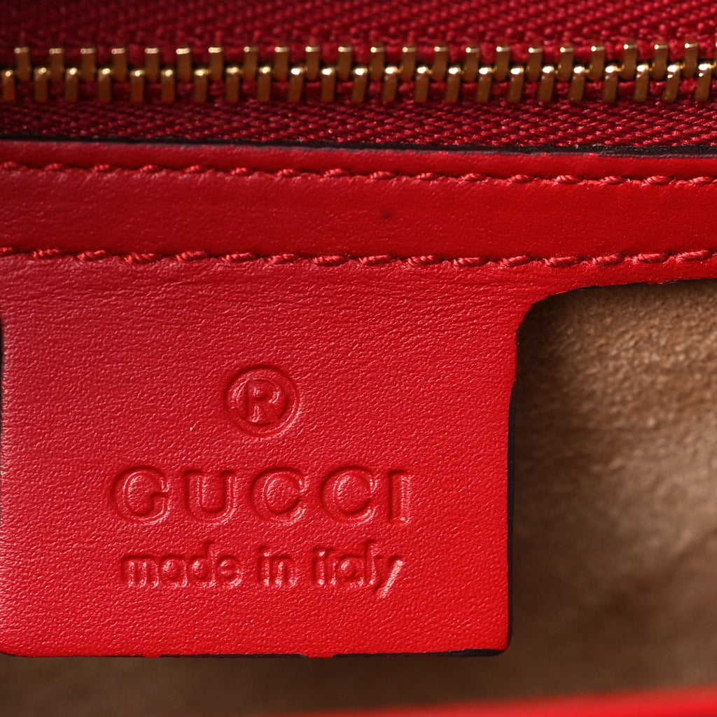 Gucci Calfskin Small Sylvie Shoulder Bag Hibiscus Red