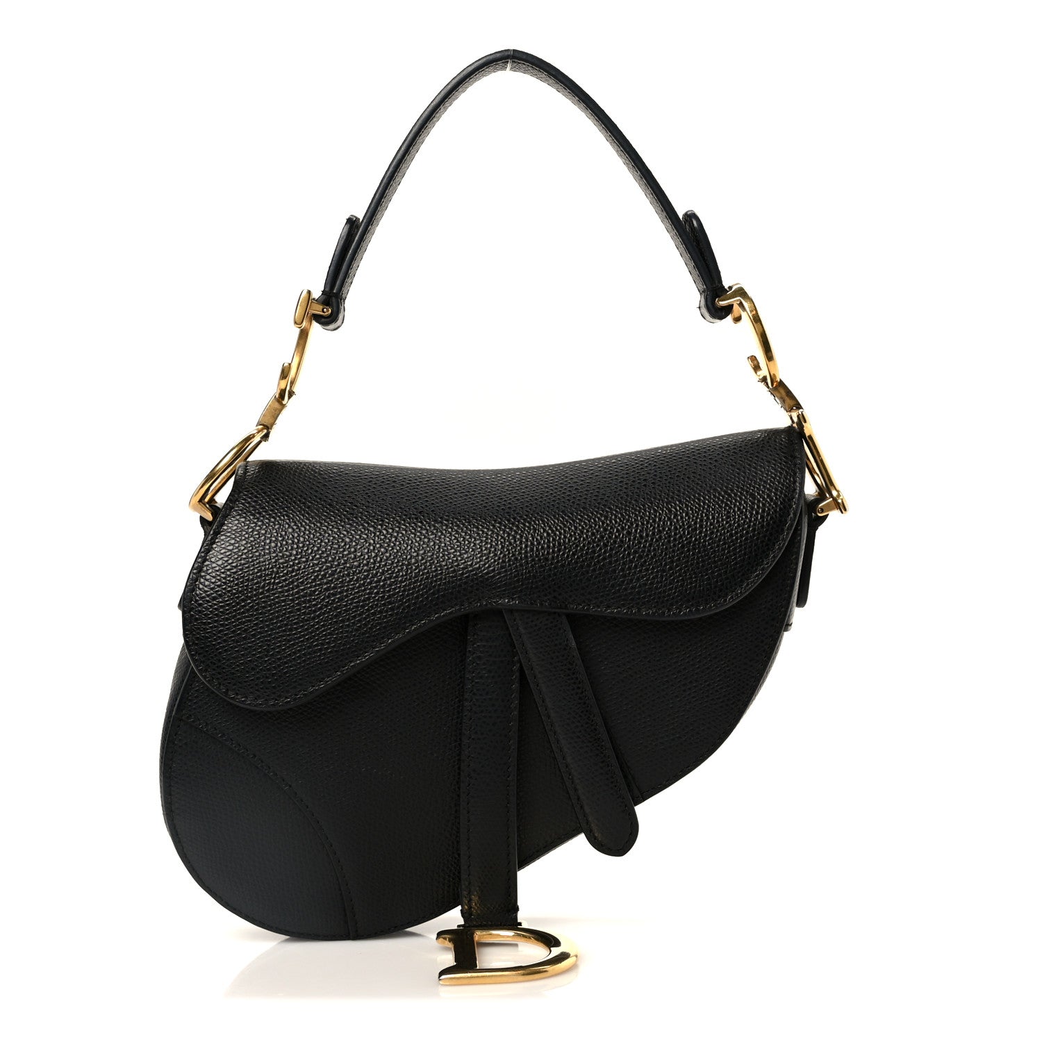 Christian Dior Grained Calfskin Mini Saddle Bag Black